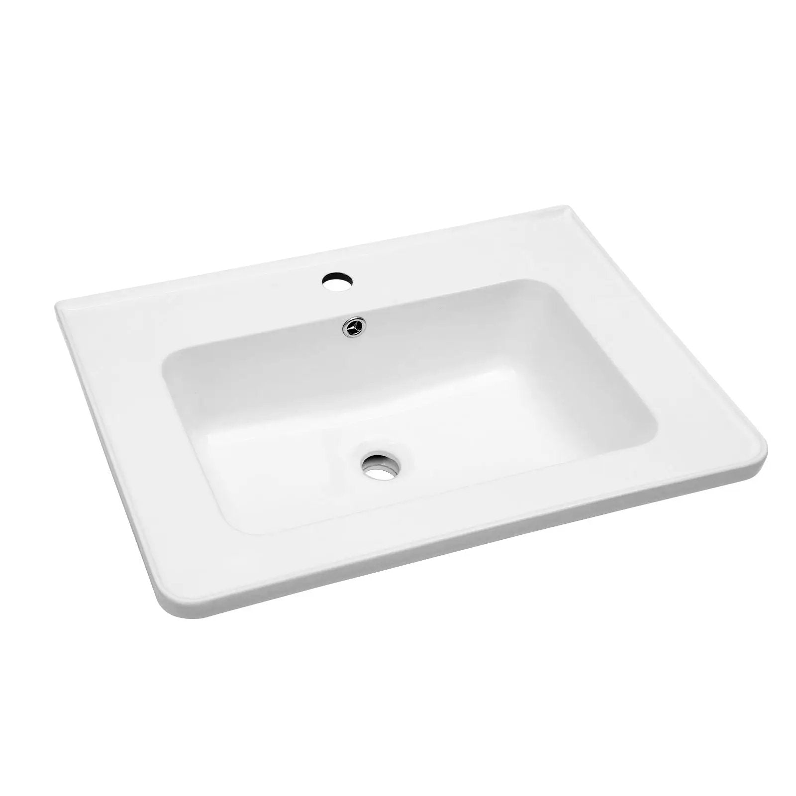 Rectangular Single Vanity Top With 1 Faucet Hole And Overflow, 28 X 19" - White by HouseOfZazla