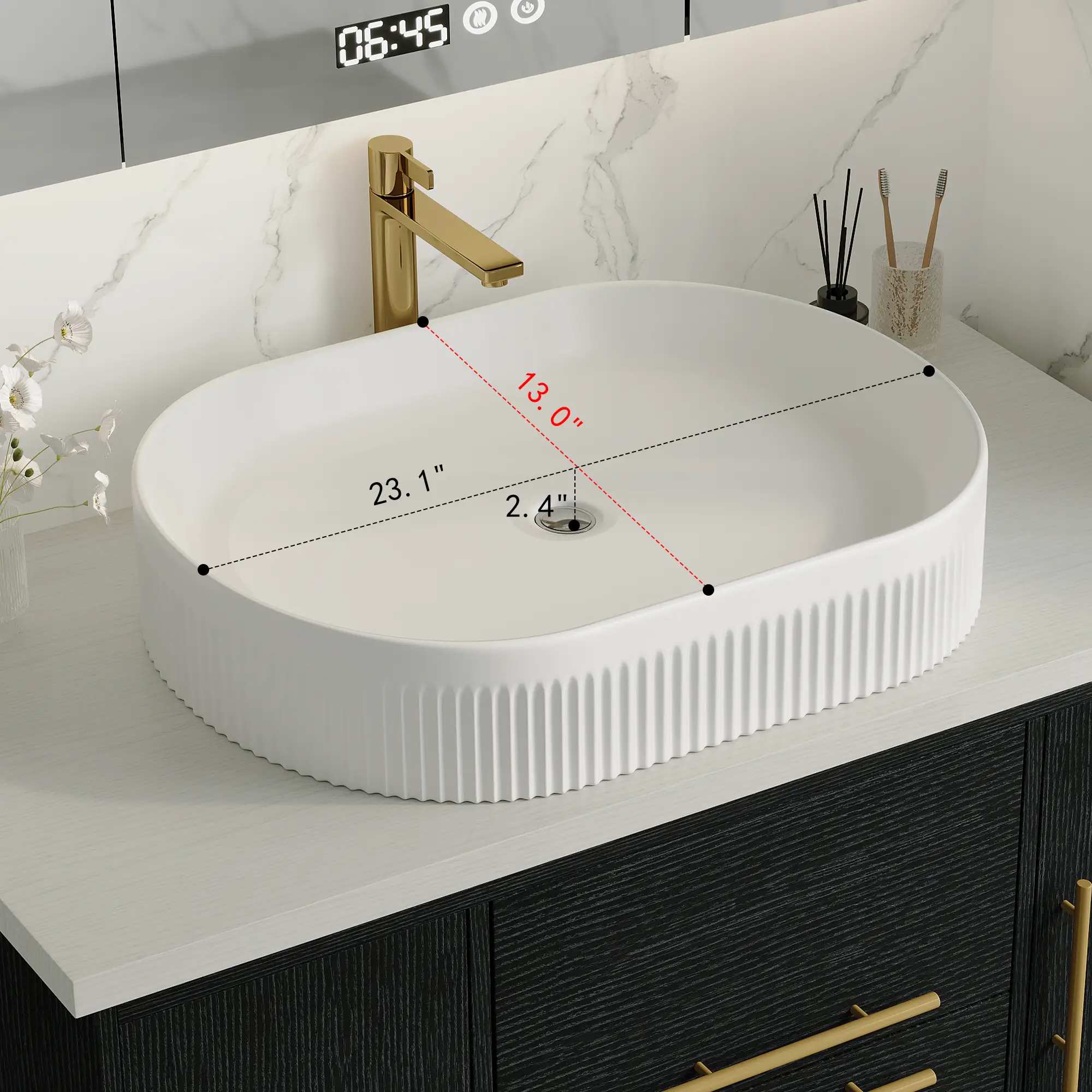 39.4 in Modern Floating Bathroom Vanity with Ceramic Sink by HouseOfZazla