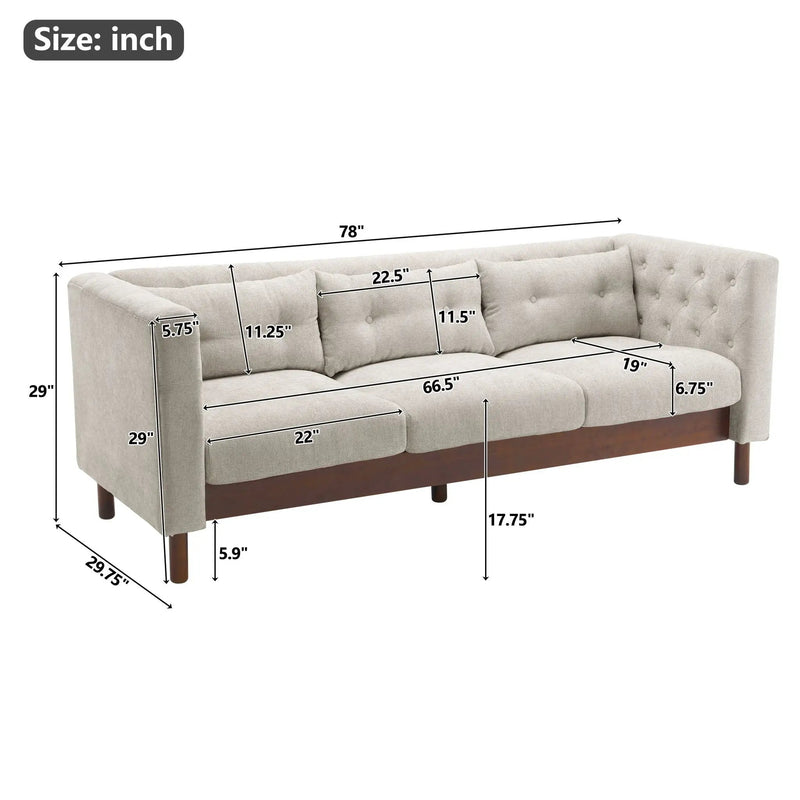 Upholstered Sofa Modern 3 Seater Sofa Couch With Tufted Design For Living Room by HouseOfZazla