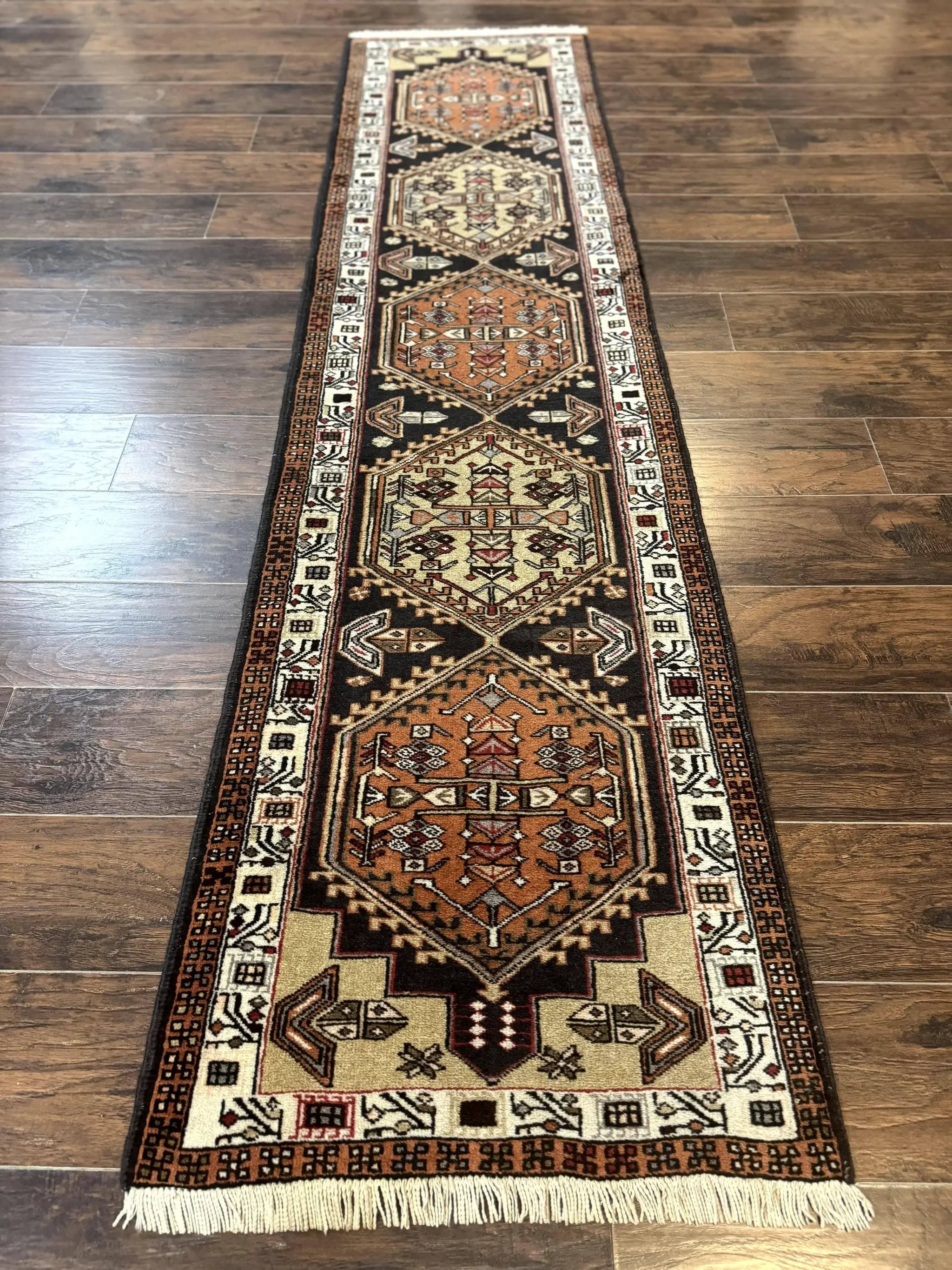 Persian Tribal Runner Rug 2.4 x 9.4, Geometric Medallions, Sarab Runner by Jewel Rugs
