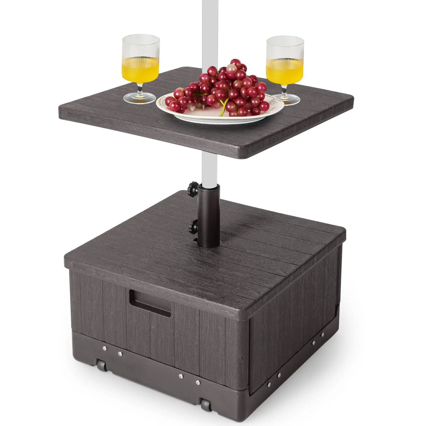 175 LBS Outdoor Fillable Umbrella Base with Table Tray-Brown by DirectDeals