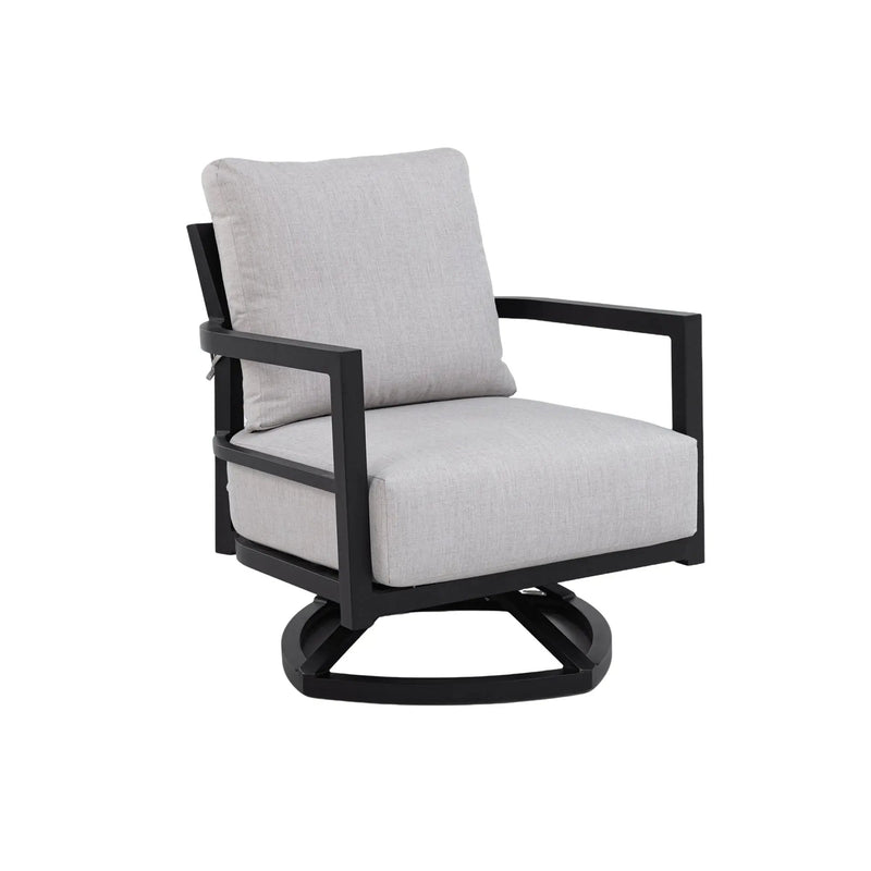 Outdoor Swivel Lounge Chair With Sunbrella Cushion, Weather Resistant - Ember Black by HouseOfZazla