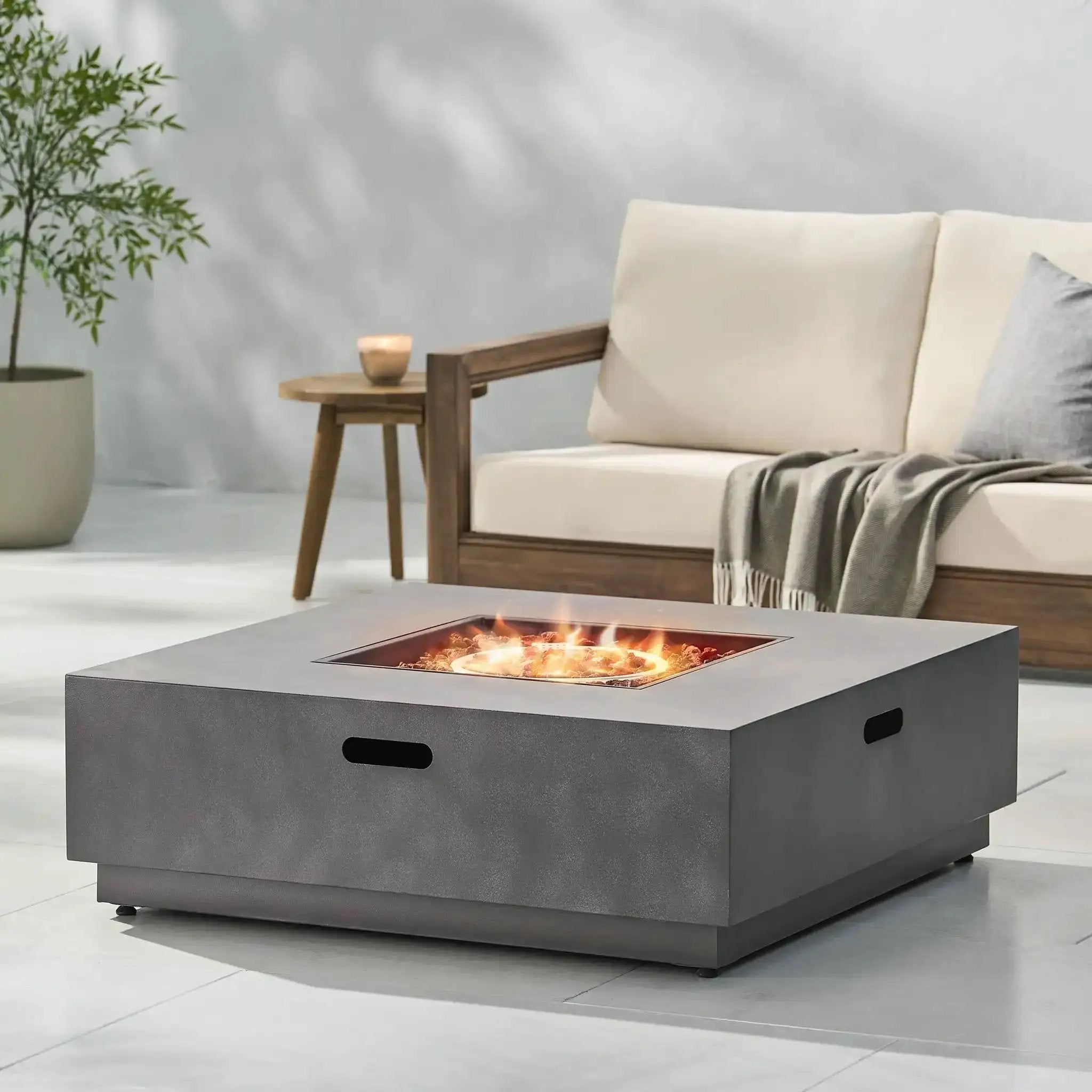 Modern Square Fire Pit With 50,000 BTU by HouseOfZazla