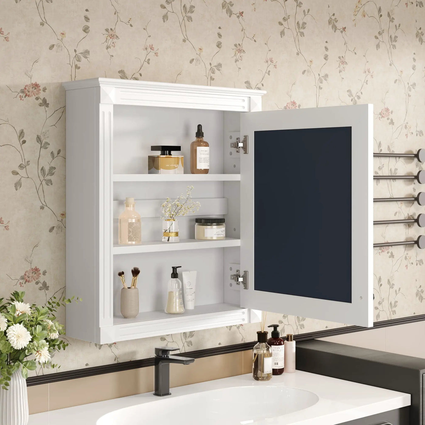 Wall Mounted Bathroom Storage Cabinet With Mirror, Medicine Cabinet With Height Adjustable Shelf by HouseOfZazla