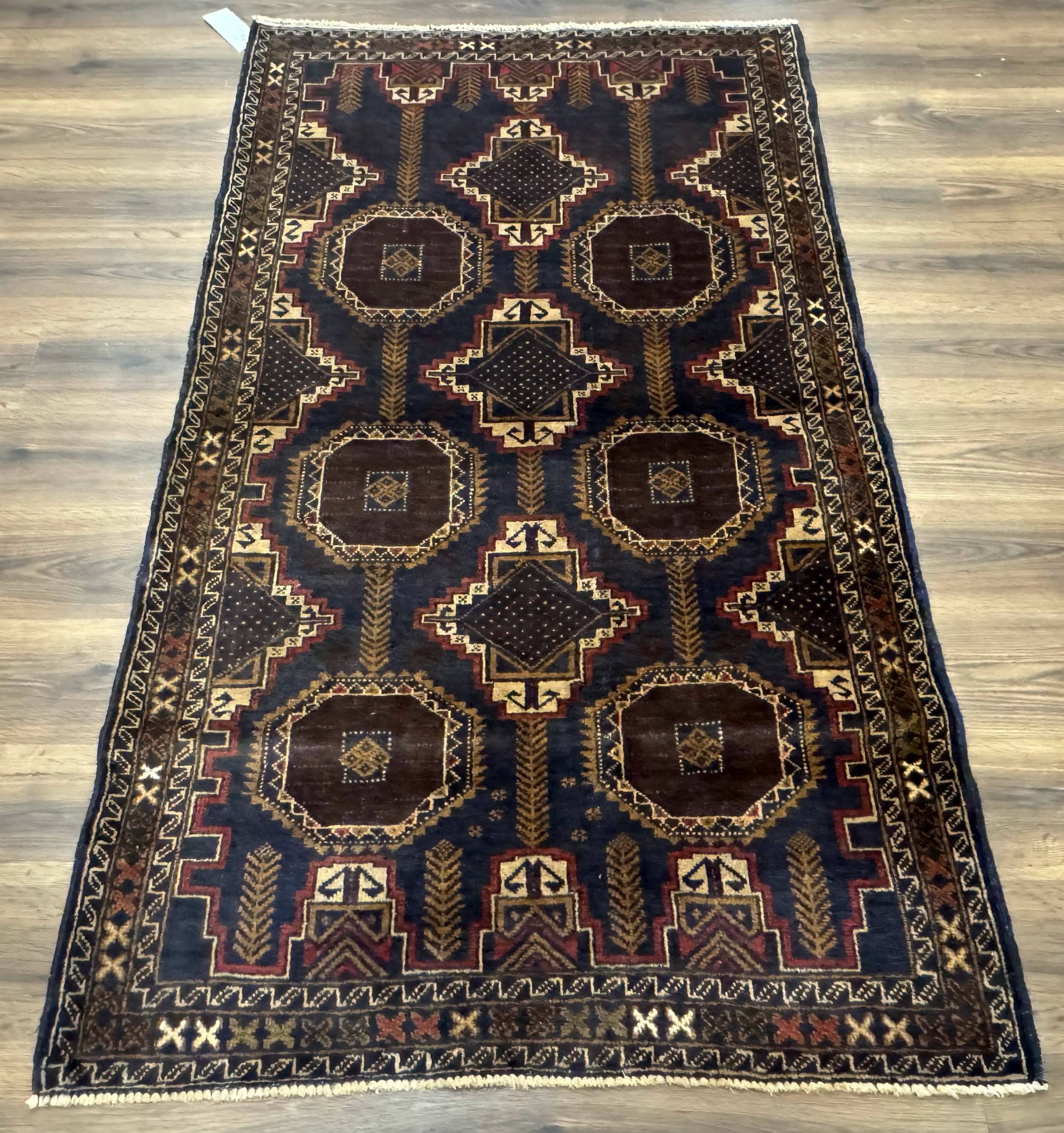 Navy Blue Afghan Balouch Rug 4x6, Handmade, New by Jewel Rugs