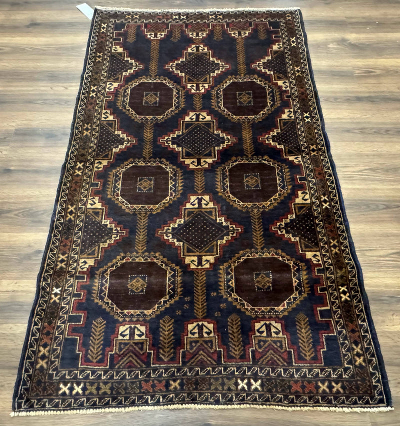 Navy Blue Afghan Balouch Rug 4x6, Handmade, New by Jewel Rugs