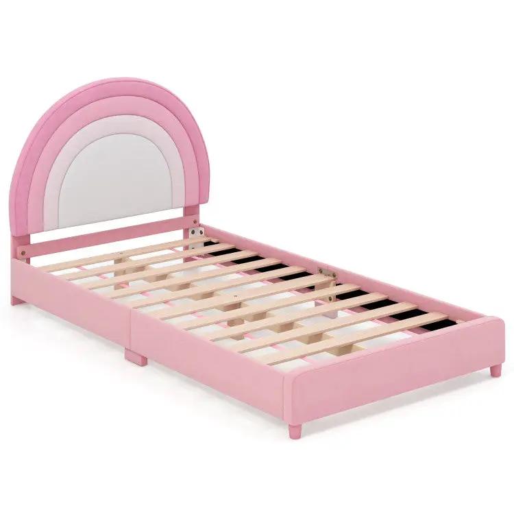 3 Pieces Kids' Room Bundle: Twin Bed Frame Wardrobe Closet Vanity Table and Stool Set by DirectDeals