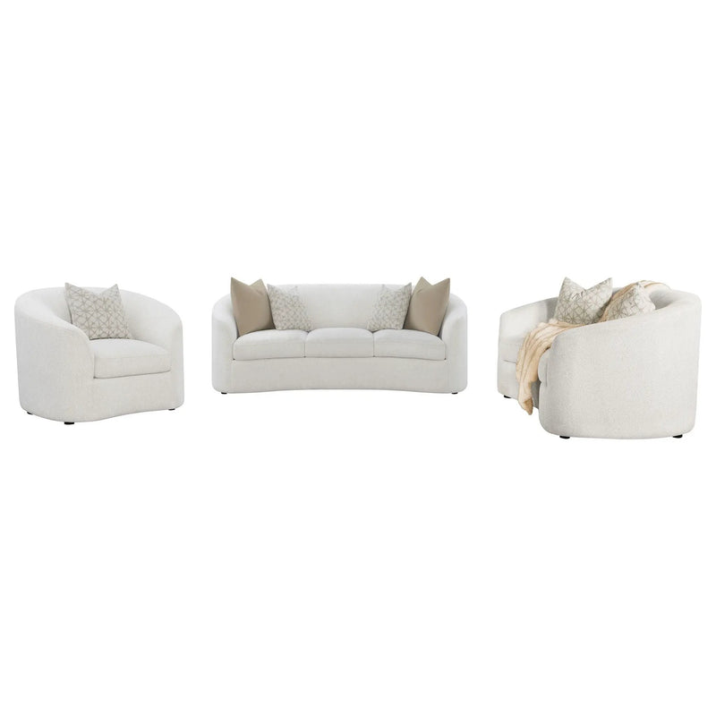 Rainn 3-piece Boucle Upholstered Sloped Arm Sofa Set Latte by Unique Piece Furniture
