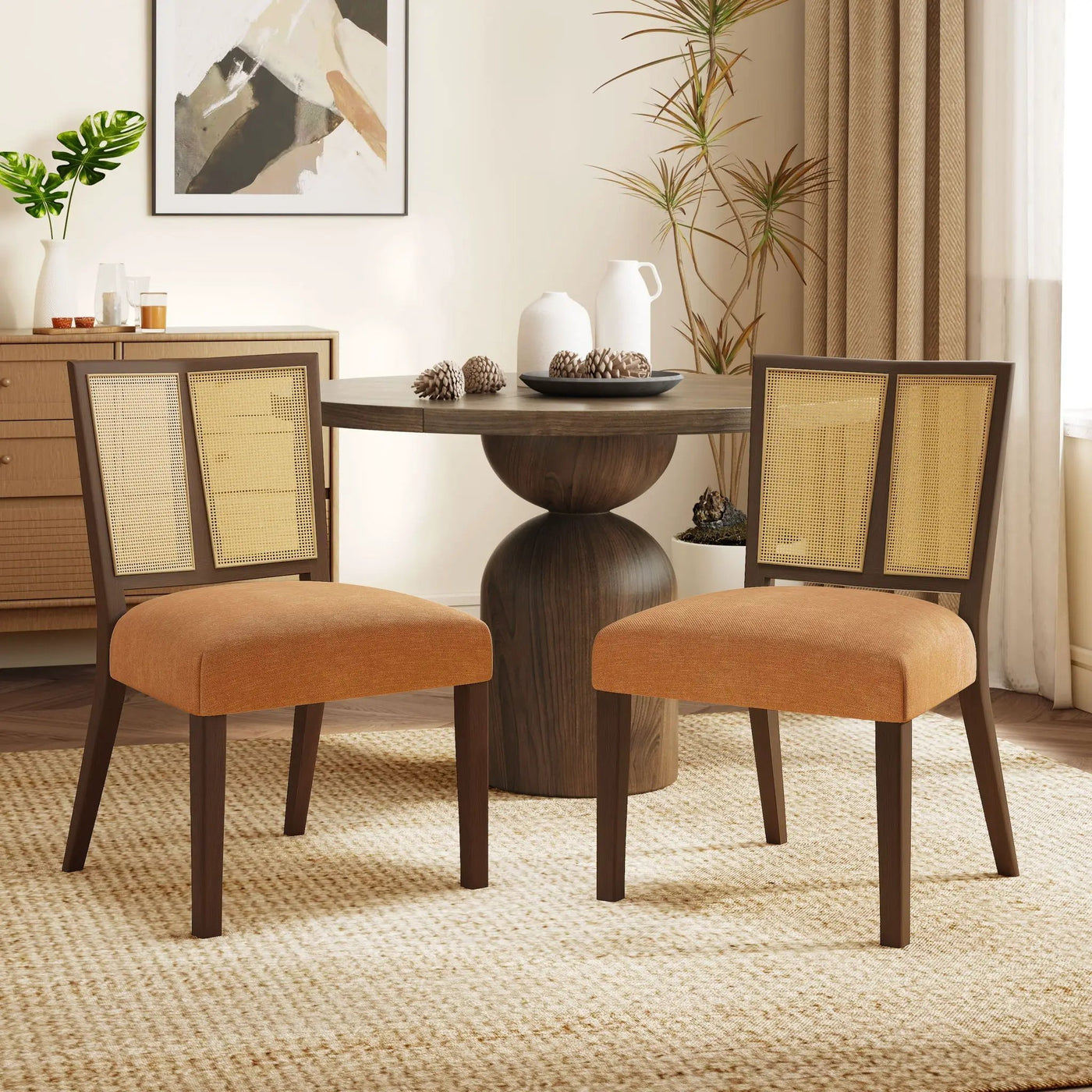 Mid Century Rattan Dining Chair Without Arms Set by HouseOfZazla
