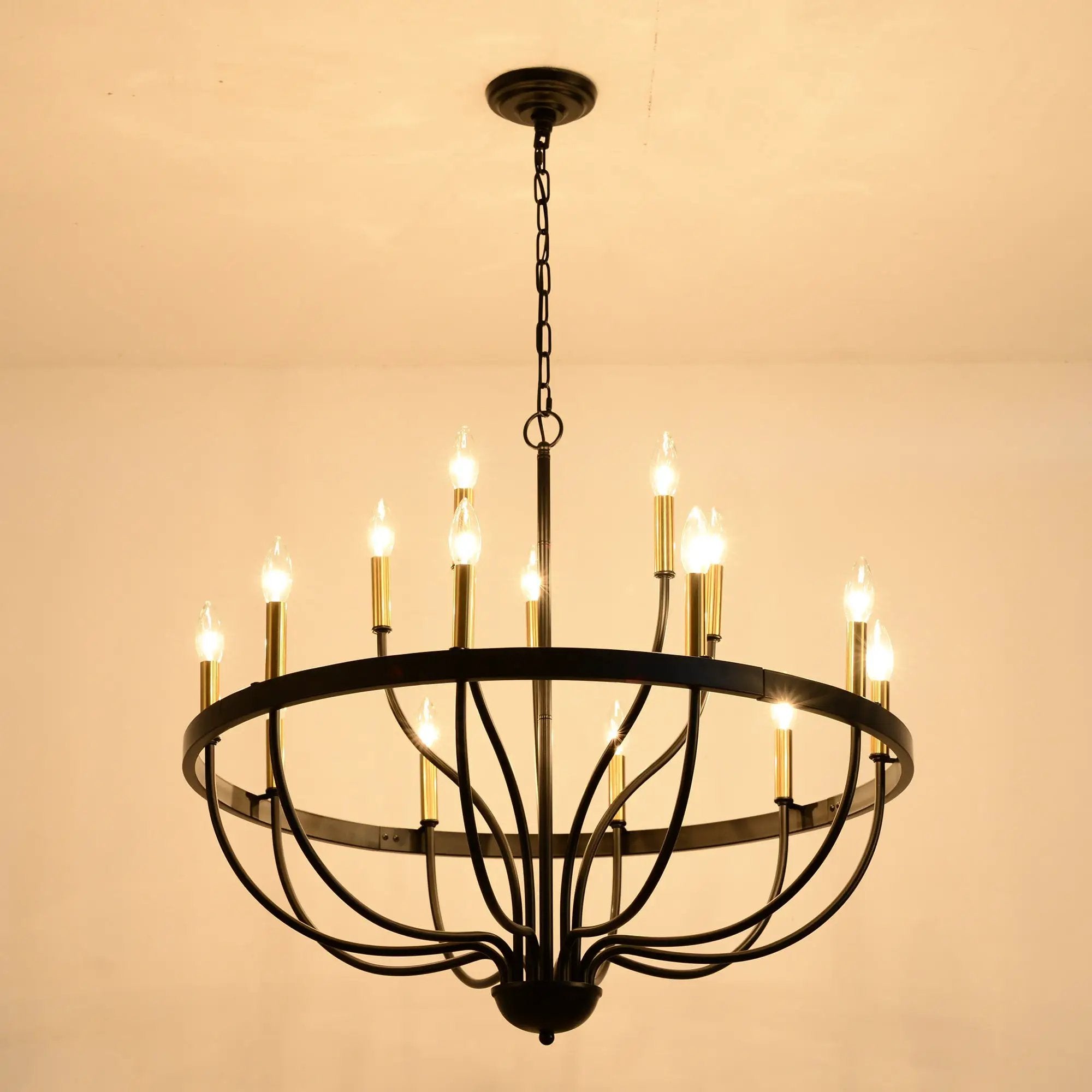 15-Light Industrial Iron Candle Chandelier Modern Farmhouse Pendant Light by HouseOfZazla