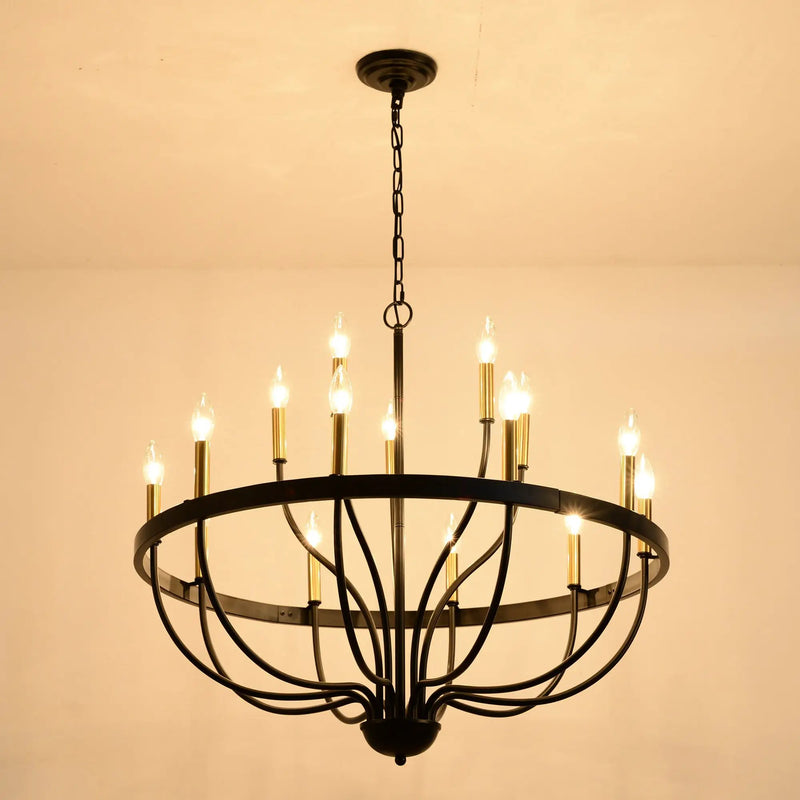 15-Light Industrial Iron Candle Chandelier Modern Farmhouse Pendant Light by HouseOfZazla