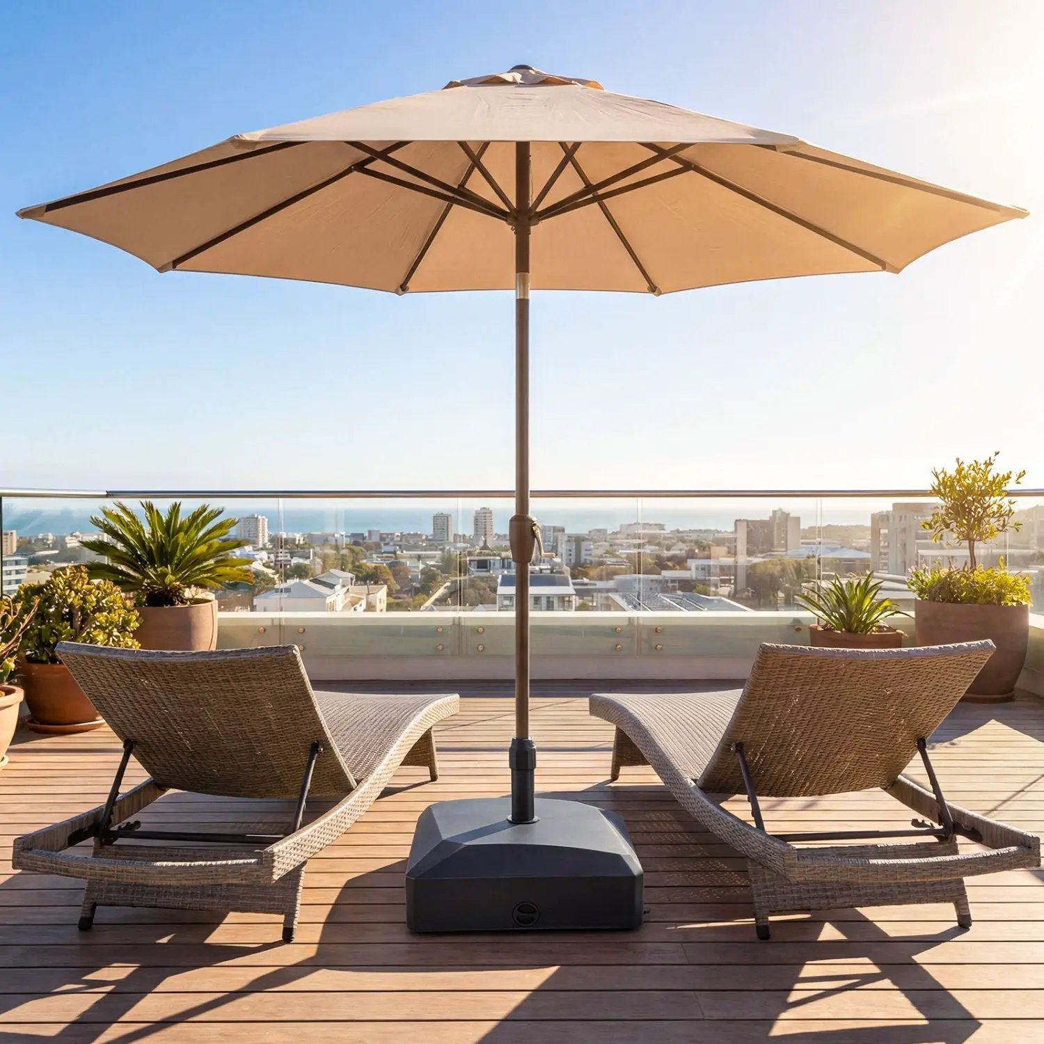 176 LBS Fillable Mobile Umbrella Base with 4 Wheels and 2 Locks by DirectDeals