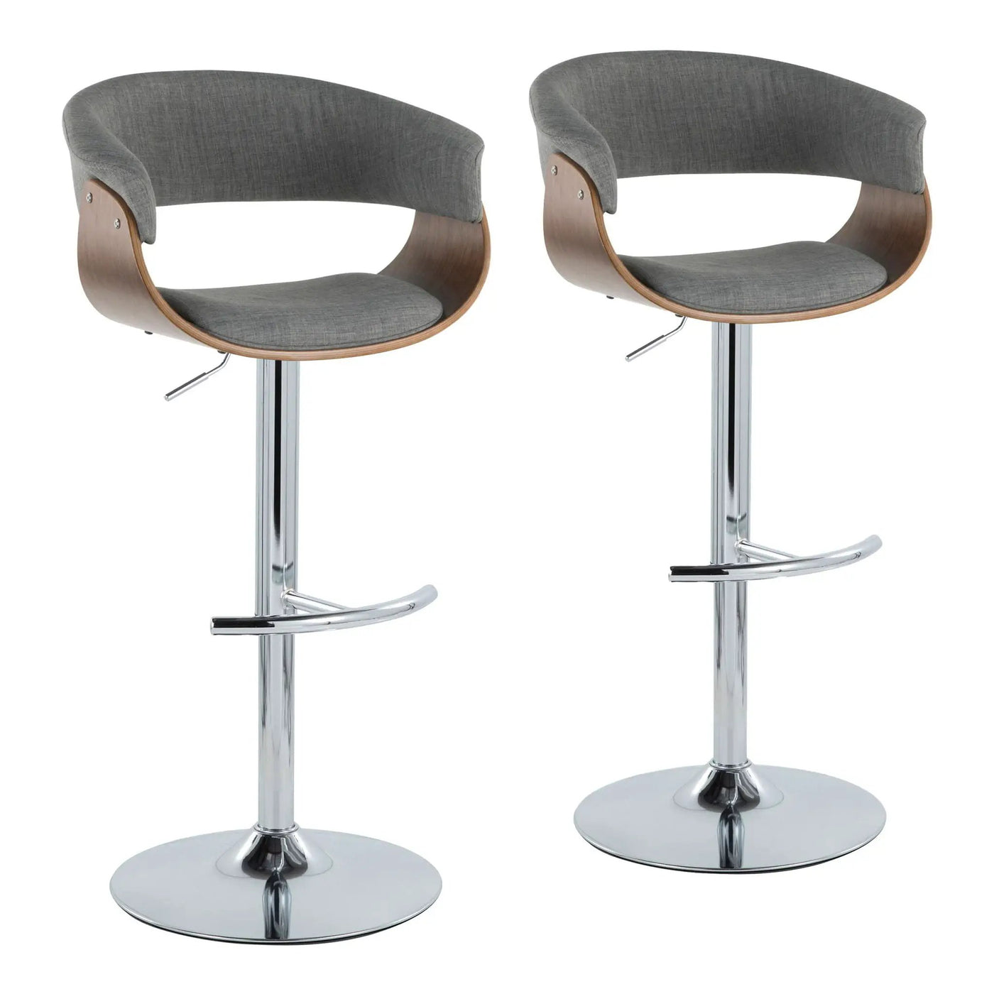 Vintage Mod - Mid Century Modern Adjustable Height Barstool With Swivel With Rounded T Footrest (Set of 2) by HouseOfZazla