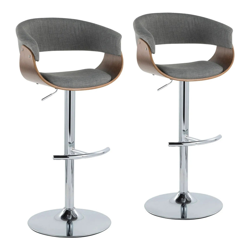 Vintage Mod - Mid Century Modern Adjustable Height Barstool With Swivel With Rounded T Footrest (Set of 2) by HouseOfZazla
