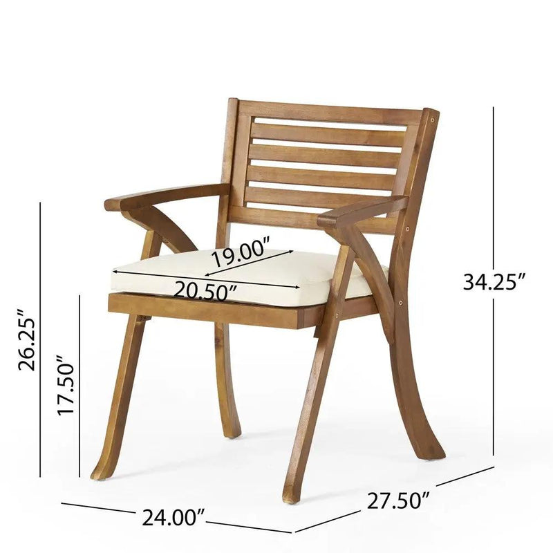 Outdoor 6 Pieces Acacia Wood Dining Set with Cushion and Handwoven Rattan Legs by HouseOfZazla