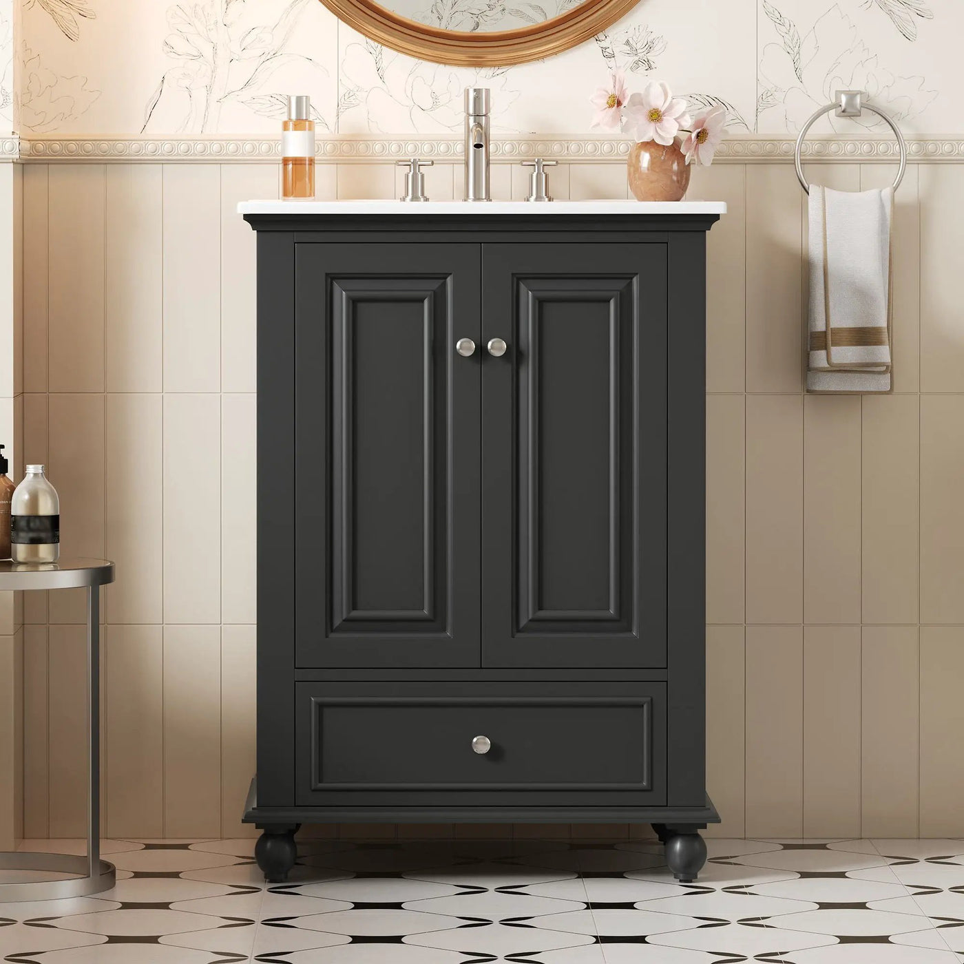 Modern Bathroom Vanity With Sink, Cabinet With Drawer And Dividers, Rectangular Storage Unit by HouseOfZazla