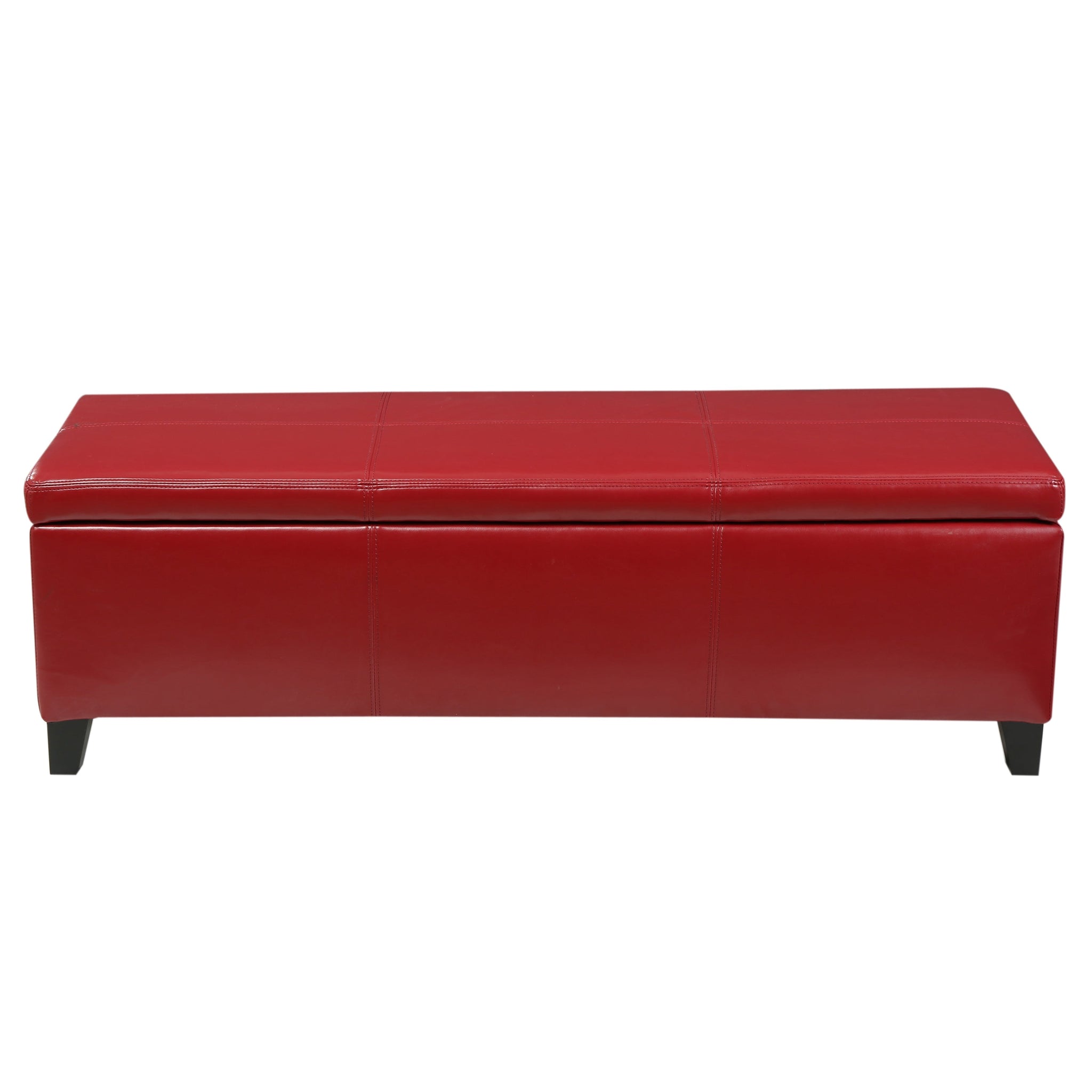 Upholstered PU Leather Storage Ottoman, Solid Wooden Legs by HouseOfZazla