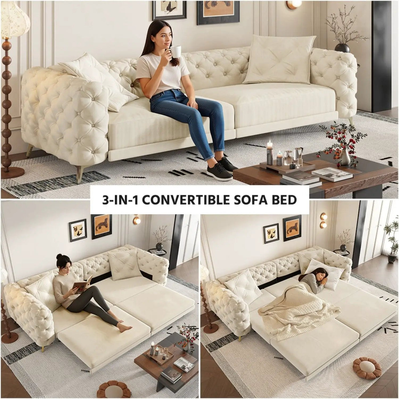 3-In-1 Convertible Sleeper Sofa by HouseOfZazla