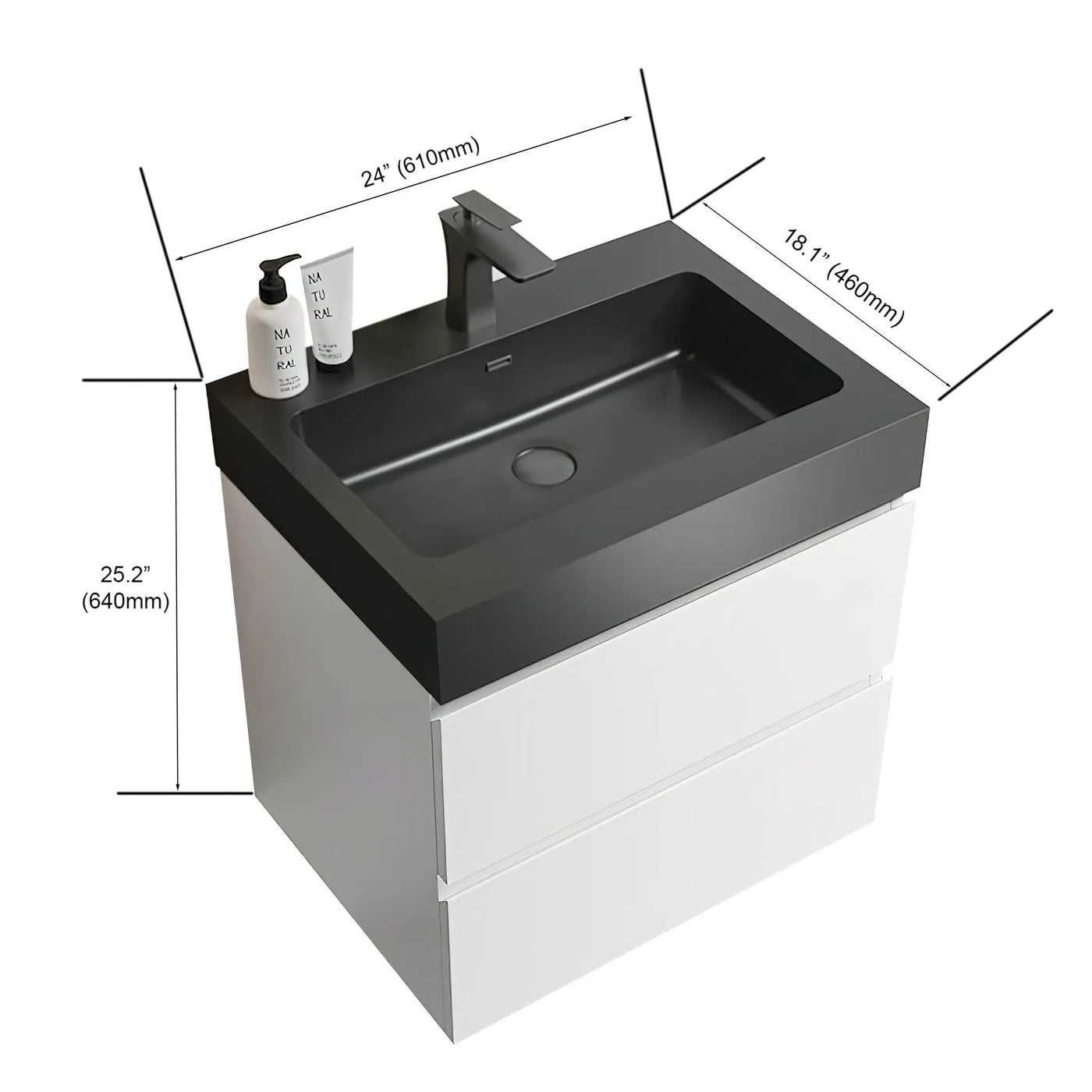 Alice - Bathroom Vanity With Large Storage, Sink Wall Mounted Floating Bathroom Vanity For Modern Bathroom, One-Piece Sink Basin Without Drain And Faucet by HouseOfZazla