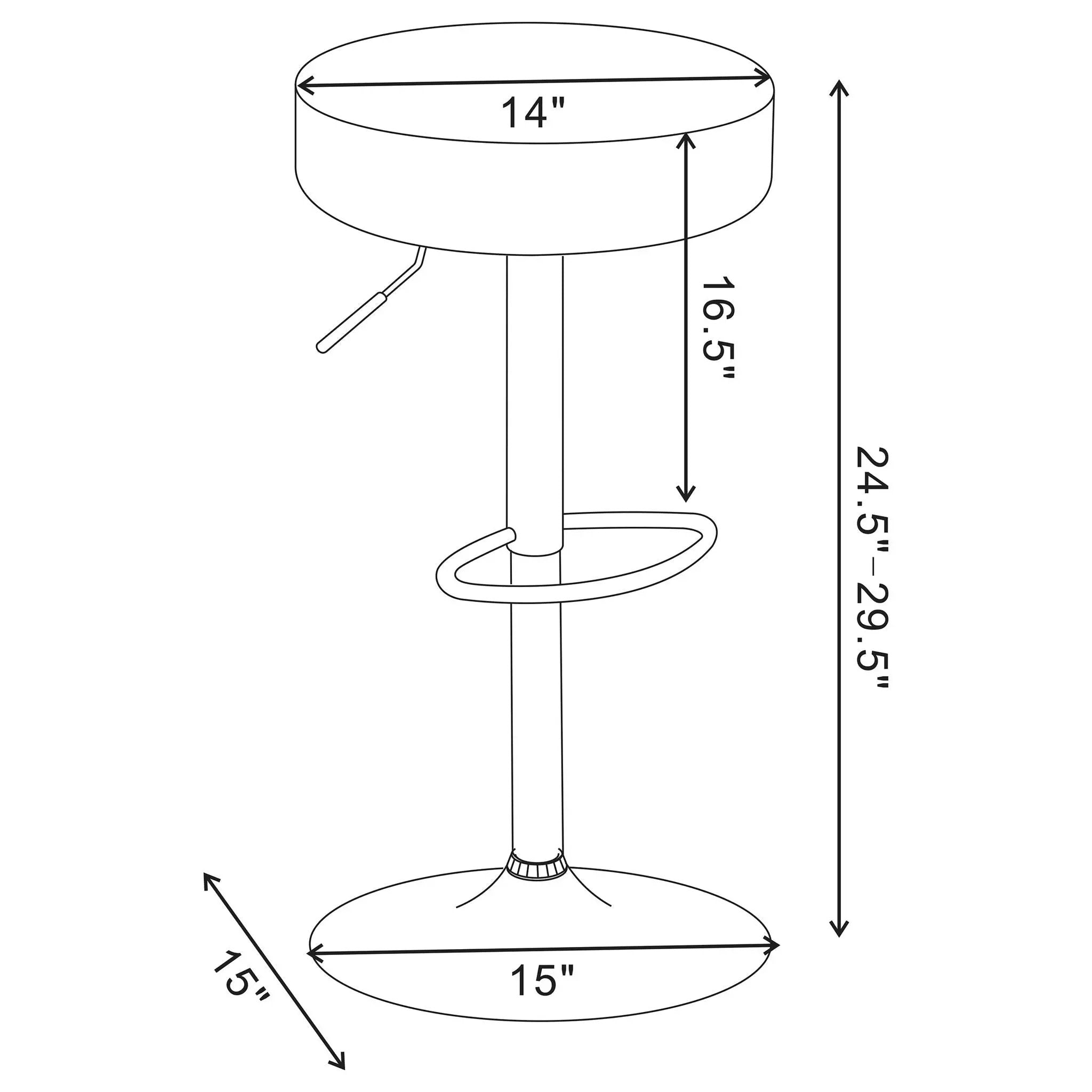 Adjustable Hydraulic Bar Stool With Base And Padded Seat - Black / Silver by HouseOfZazla
