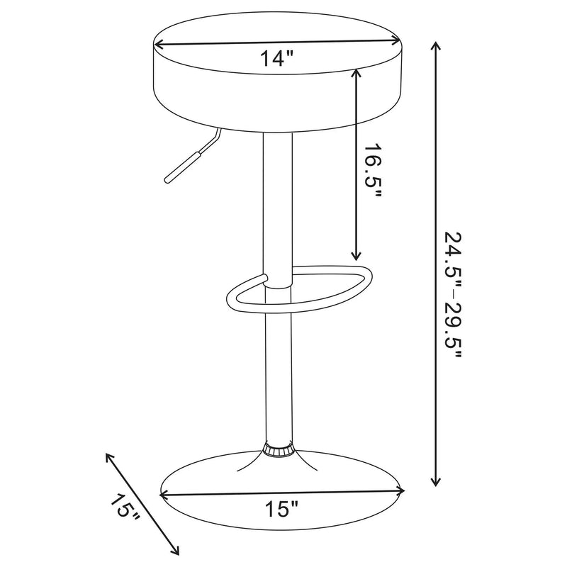 Adjustable Hydraulic Bar Stool With Base And Padded Seat - Black / Silver by HouseOfZazla
