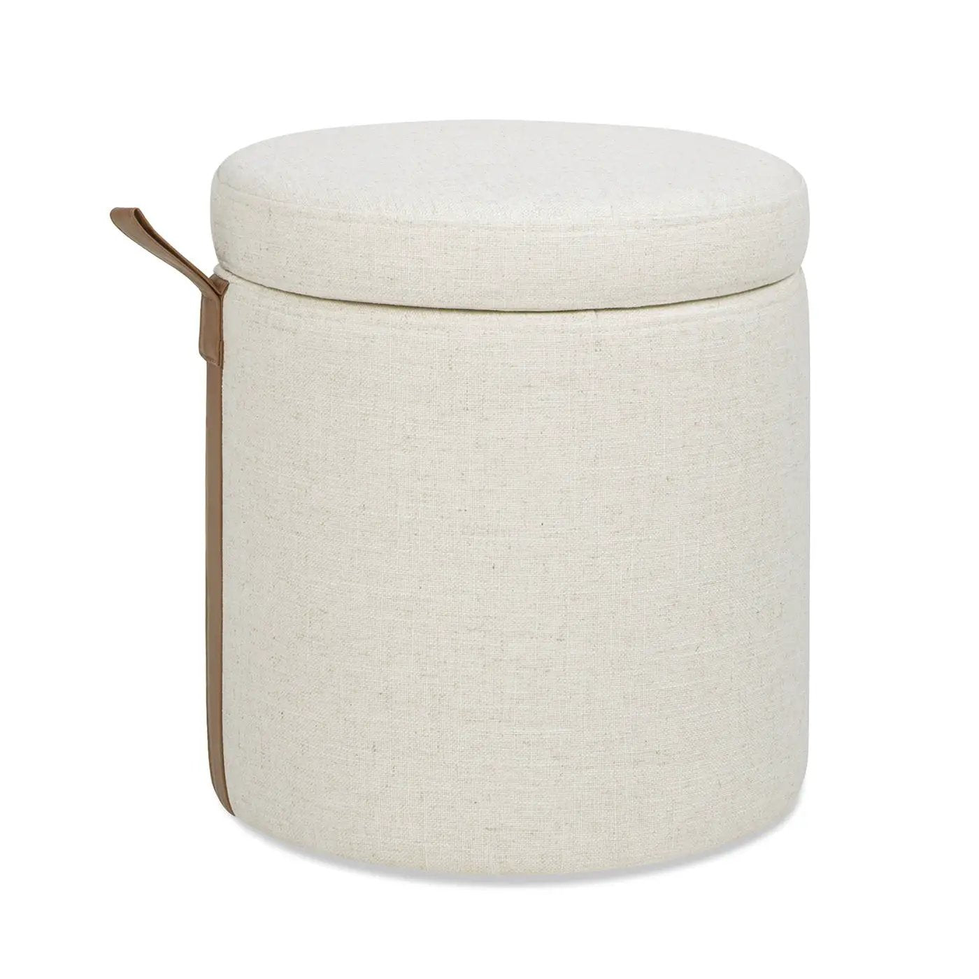 Brandy - Round Upholstered Storage Ottoman With Accent by HouseOfZazla
