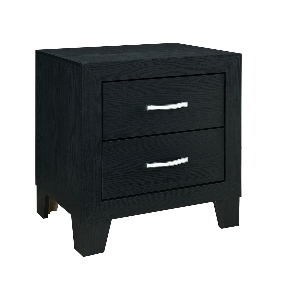 Black Modern Nightstand with Storage Drawers - Carlos