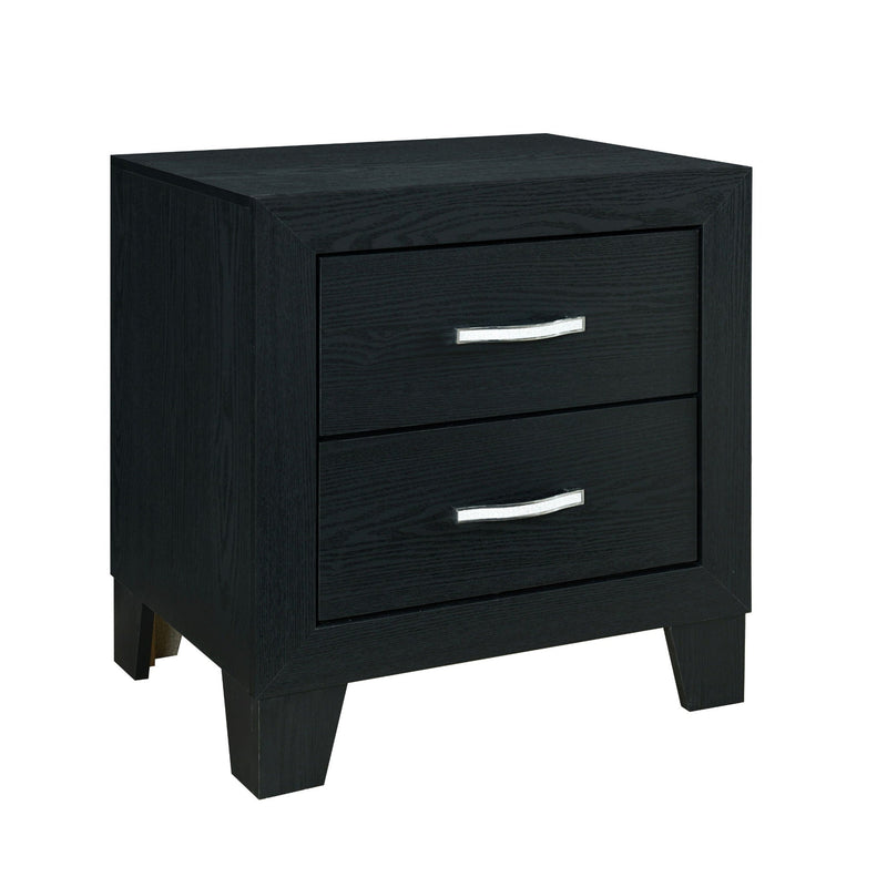Black Modern Nightstand with Storage Drawers - Carlos