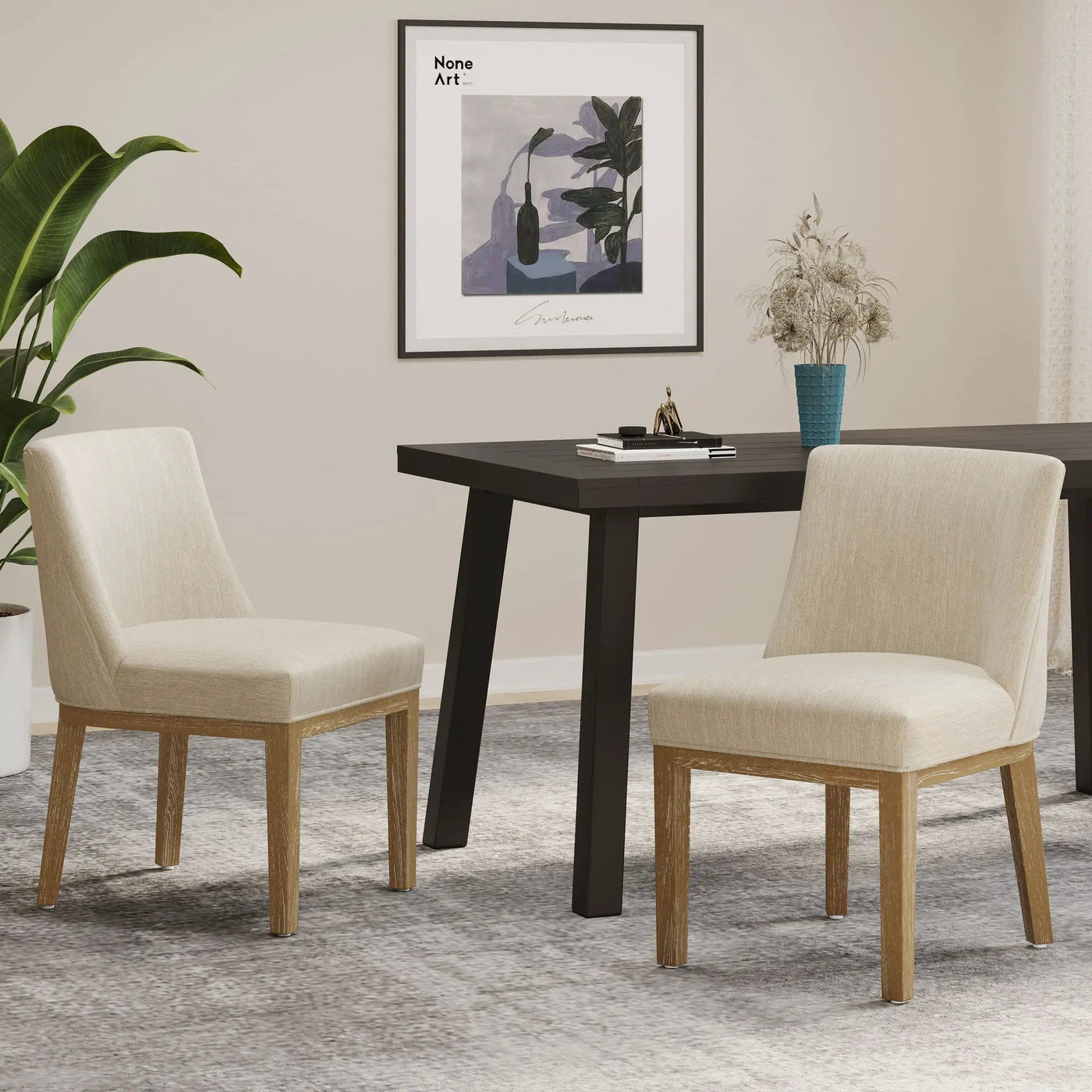 Modern Dining Chair With Durable Fabric Upholstery And Sturdy Wooden Frame (Set of 2) by HouseOfZazla