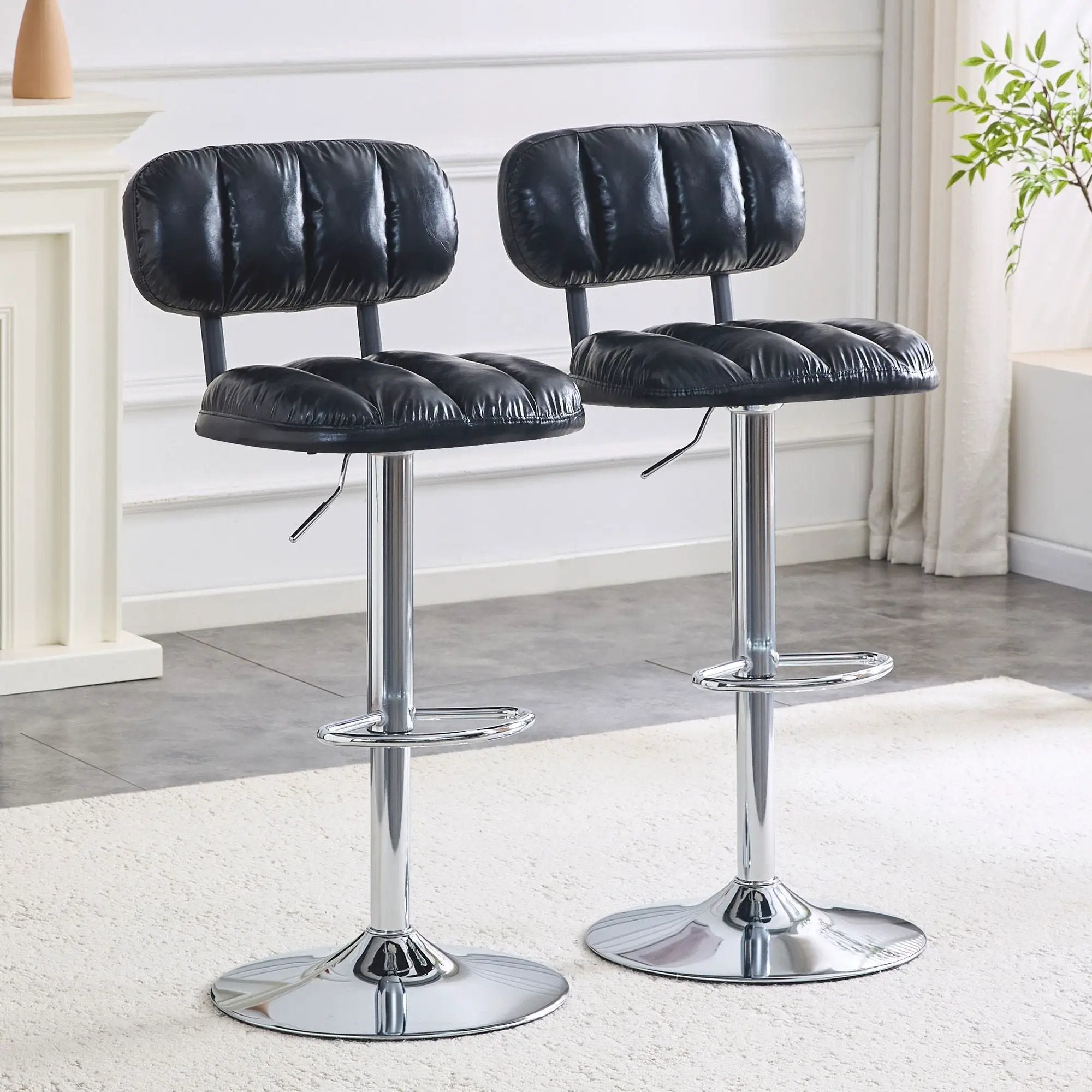 Adjustable Height Bar Stools With Footrest For Kitchen Island (Set of 2) by Unique Piece Furniture