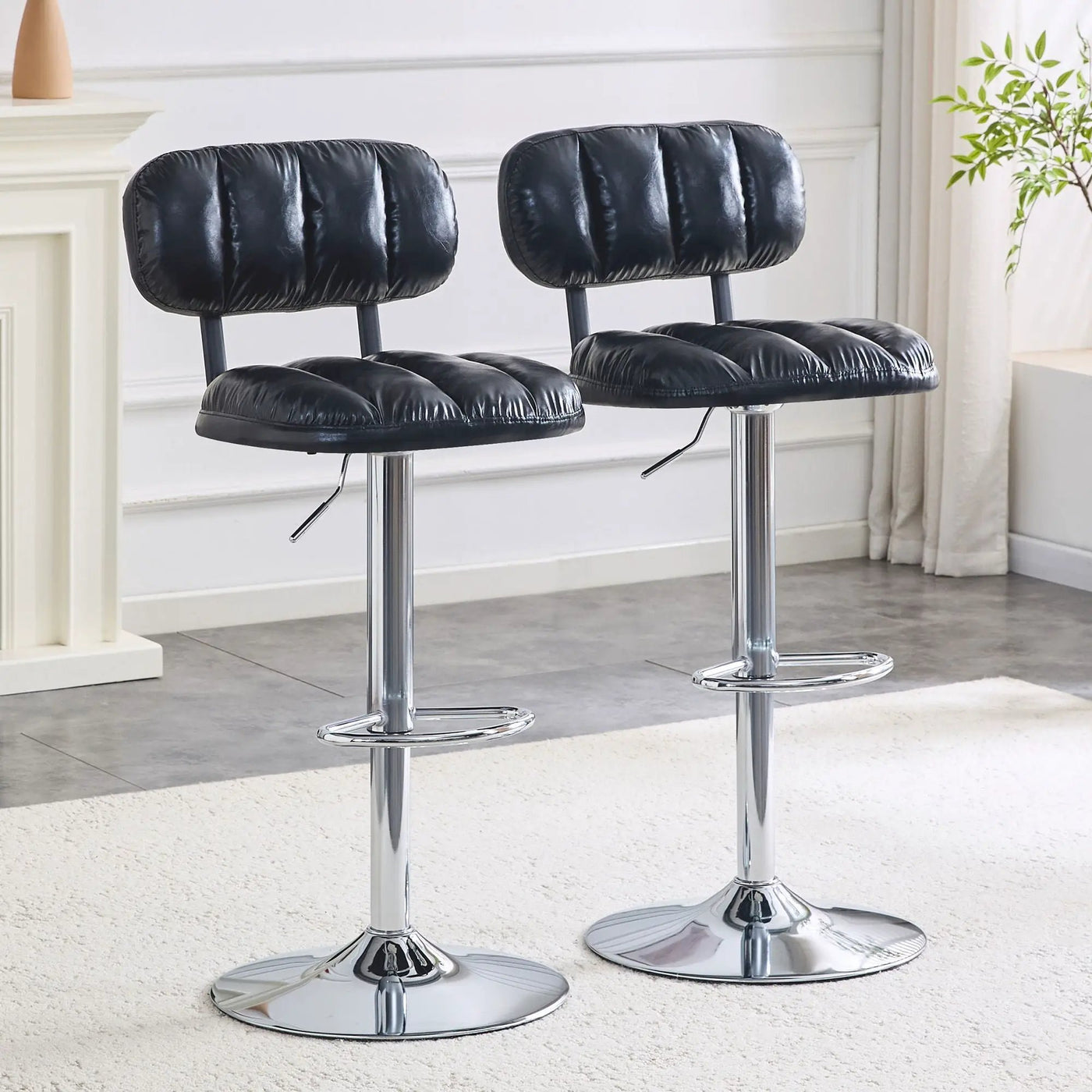 Adjustable Height Bar Stools With Footrest For Kitchen Island (Set of 2) by Unique Piece Furniture