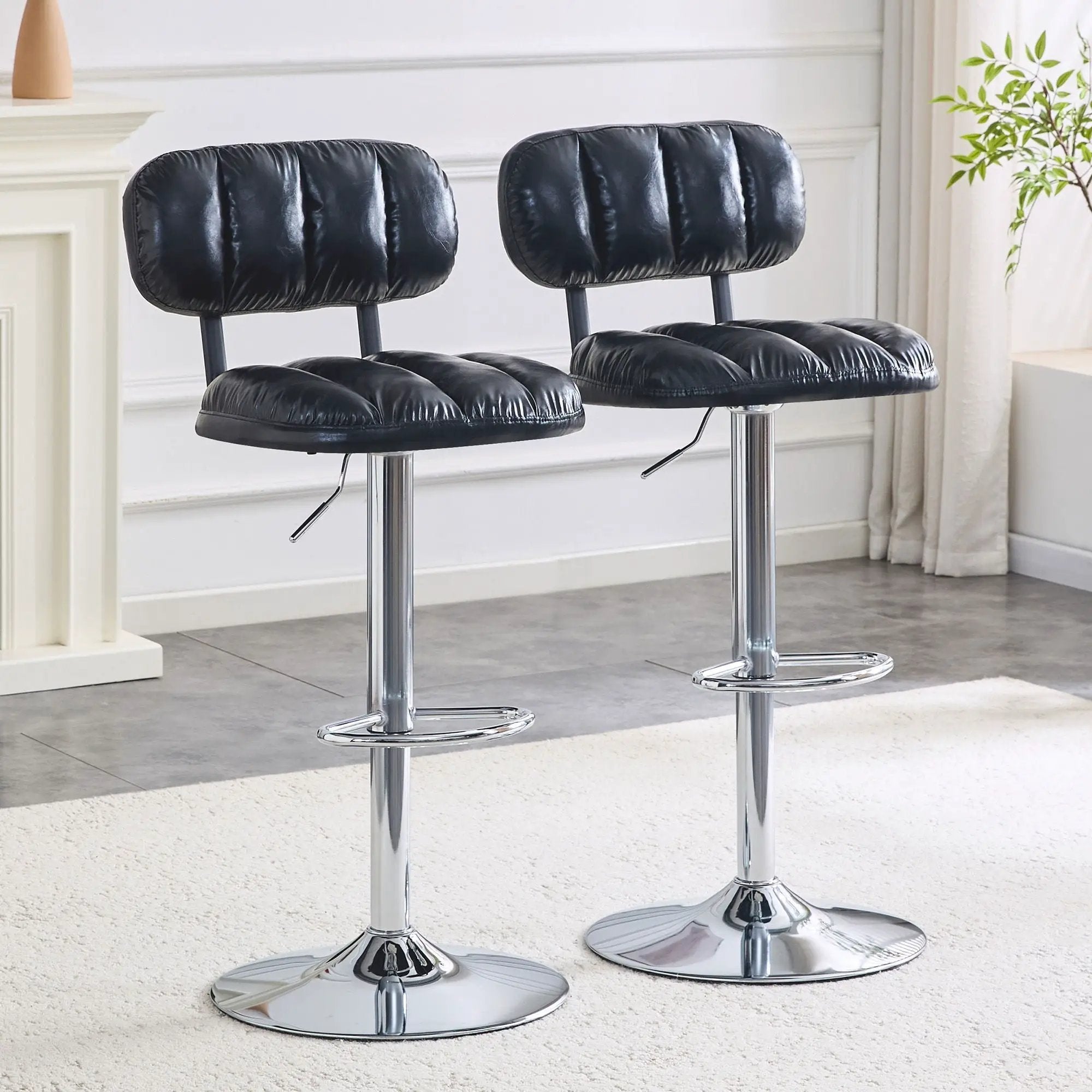 Adjustable Height Bar Stools With Footrest For Kitchen Island (Set of 2) by Unique Piece Furniture