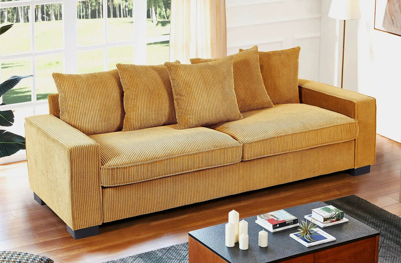 Luxe Sofa With 5 Matching Toss Pillows, Sleek Design, Spacious And Comfortable 3 Seater Couch by HouseOfZazla