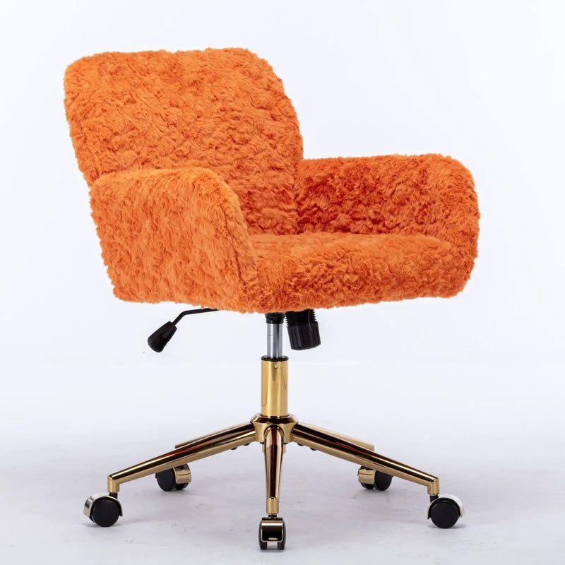 Office Chair, Artificial Rabbit Hair Home Office Chair With Metal Base, Adjustable Desk Chair Swivel Office Chair, Vanity Chair by Unique Piece Furniture