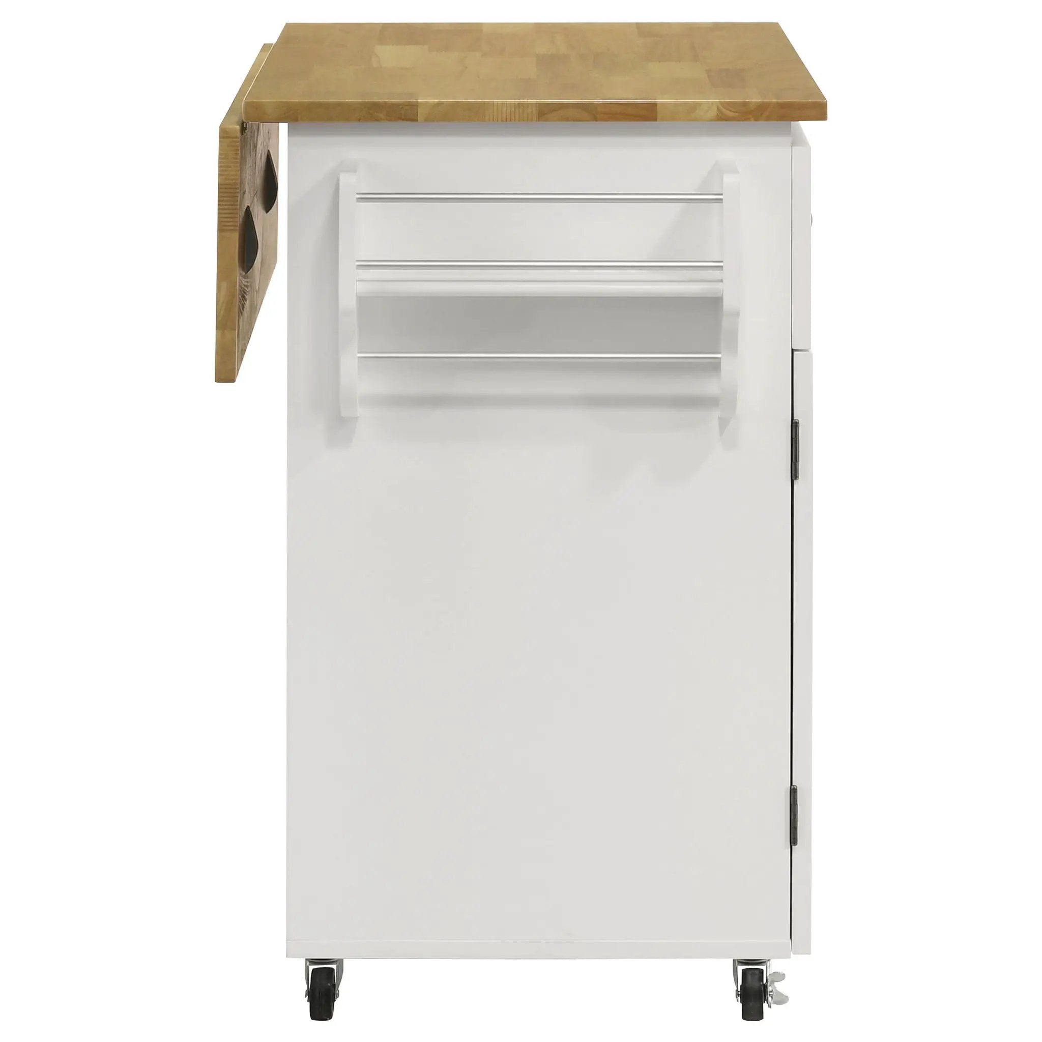 Jalen 3-door Mobile Kitchen Cart Natural Brown and White by Unique Piece Furniture