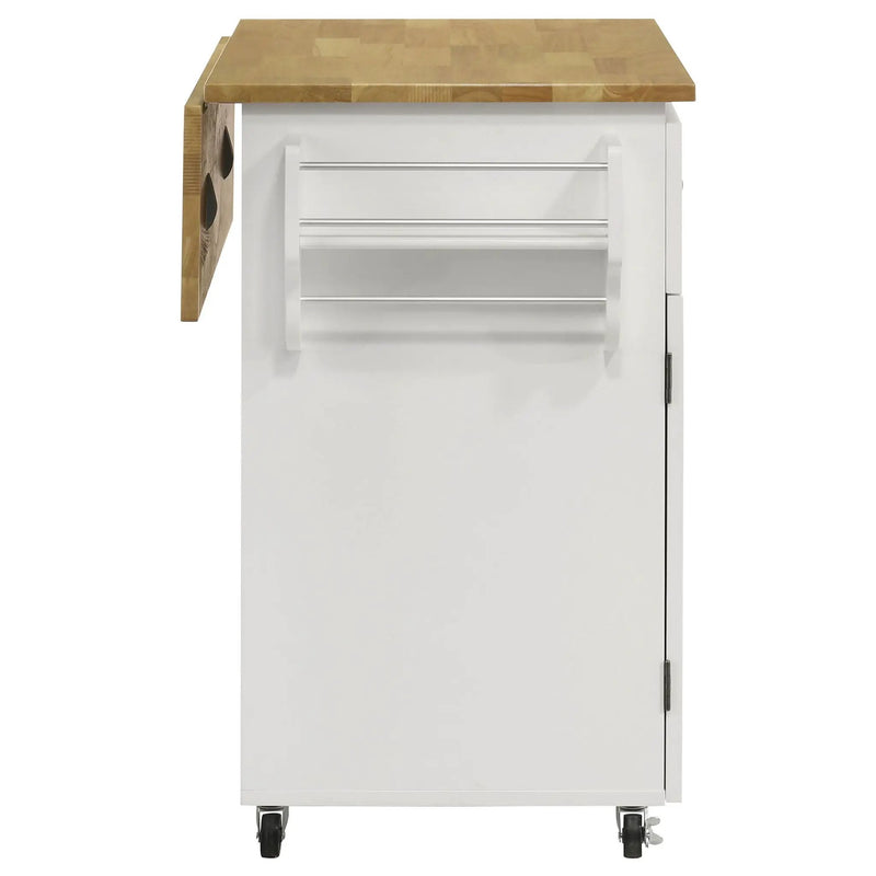 Jalen 3-door Mobile Kitchen Cart Natural Brown and White by Unique Piece Furniture
