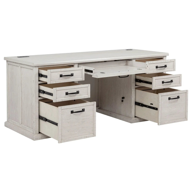Altidore 68-inch 7-drawer Executive Home Office Desk Distressed White by Unique Piece Furniture