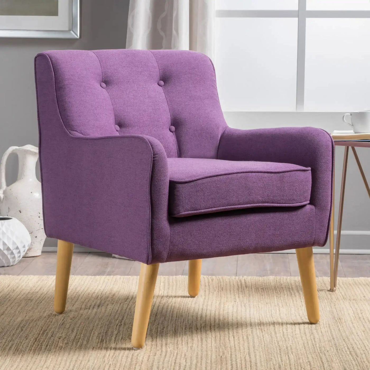 Modern Arm Chair With Tufted Back and Wooden Legs by HouseOfZazla