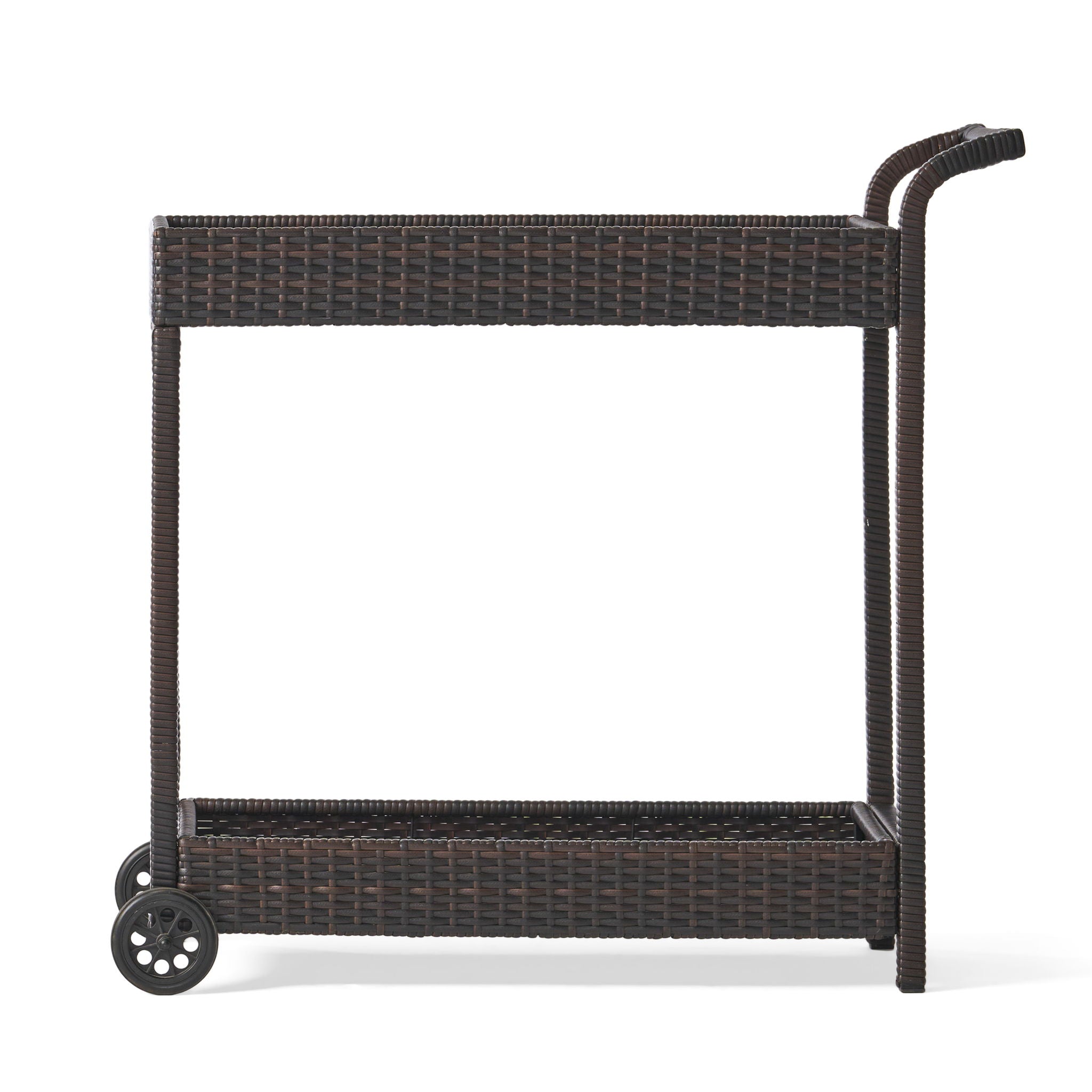 Resin Wicker Bar Cart With Metal Frame - Brown by HouseOfZazla