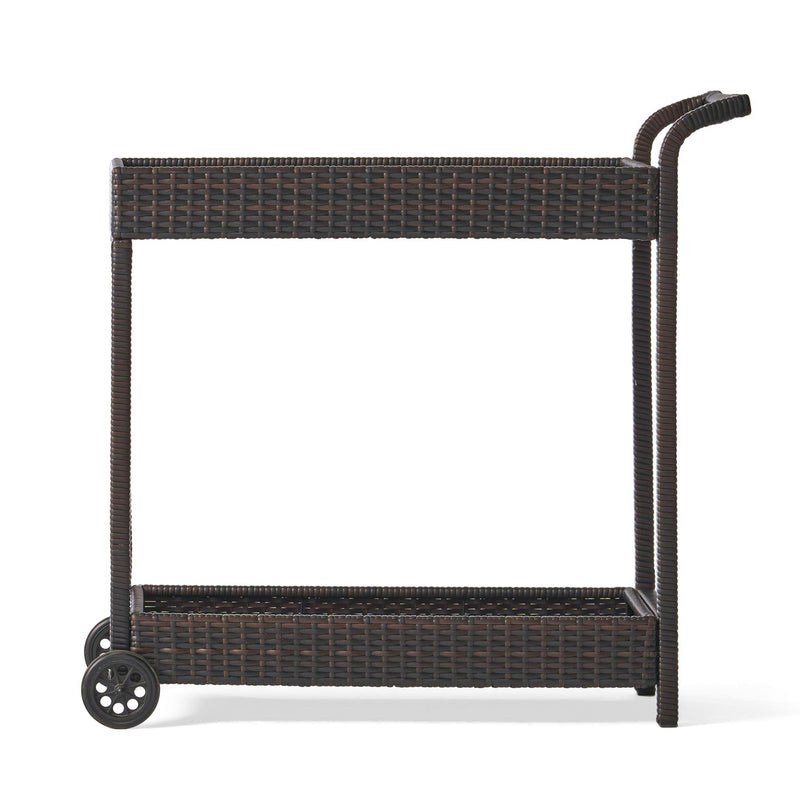 Resin Wicker Bar Cart With Metal Frame - Brown by HouseOfZazla