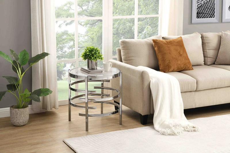 Elegant Round Table With Sintered Stone Top & Sturdy Metal Frame by HouseOfZazla