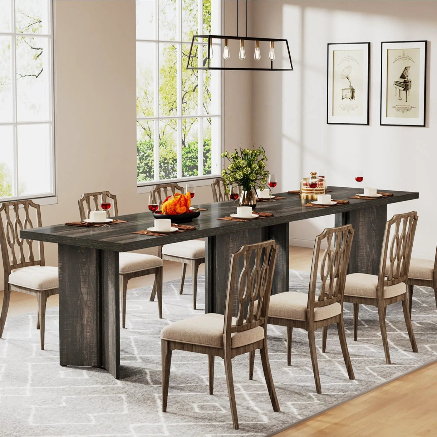 Dining Table For 4 - 6 People, Kitchen Table With Thick Top by HouseOfZazla