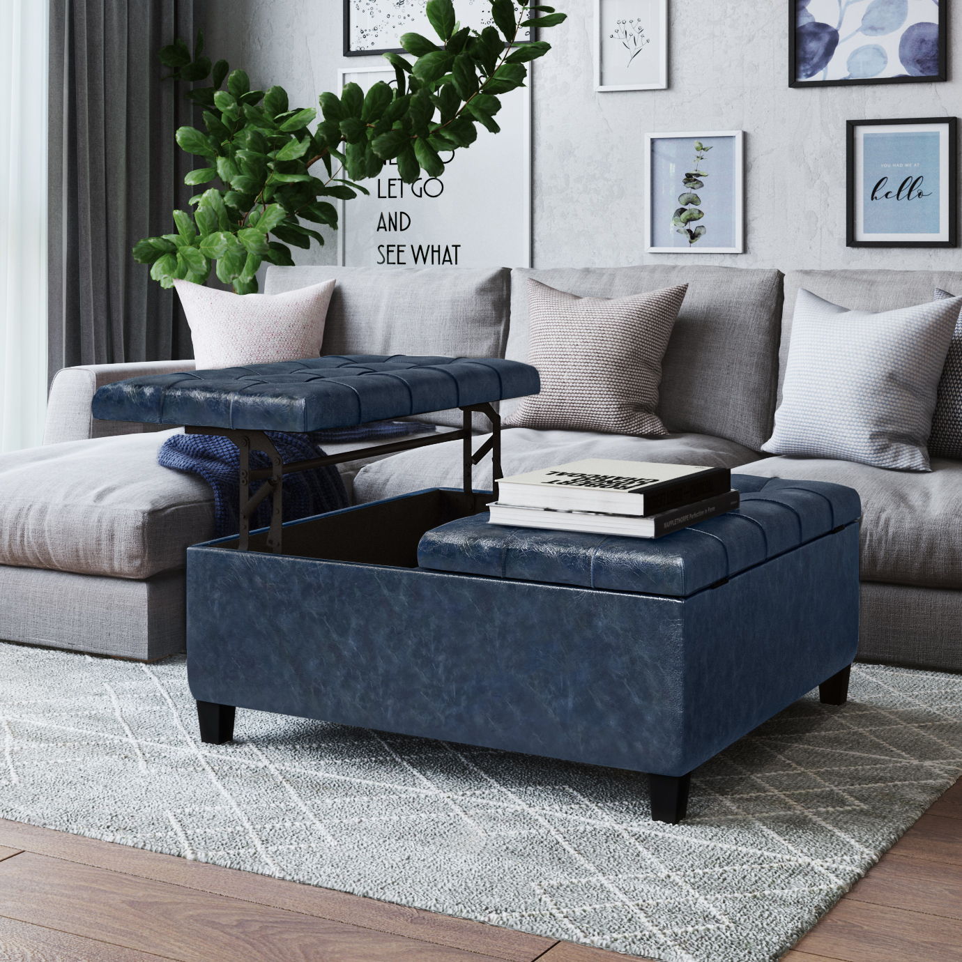 Harrison - Upholstered Coffee Table Storage Ottoman by HouseOfZazla