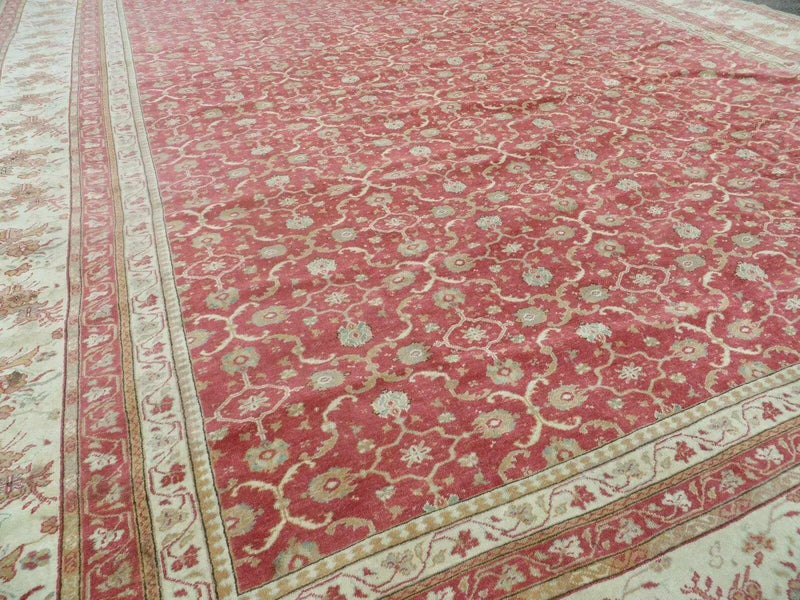 12' X 18' Palace Size Handmade Egyptian Wool Rug Carpet Soft Colors Red & Beige by Jewel Rugs