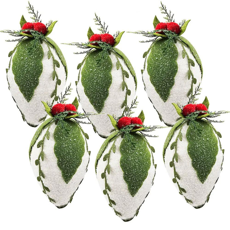 7" Iced Pinecone Ornaments – Set of 6 by HouseOfZazla