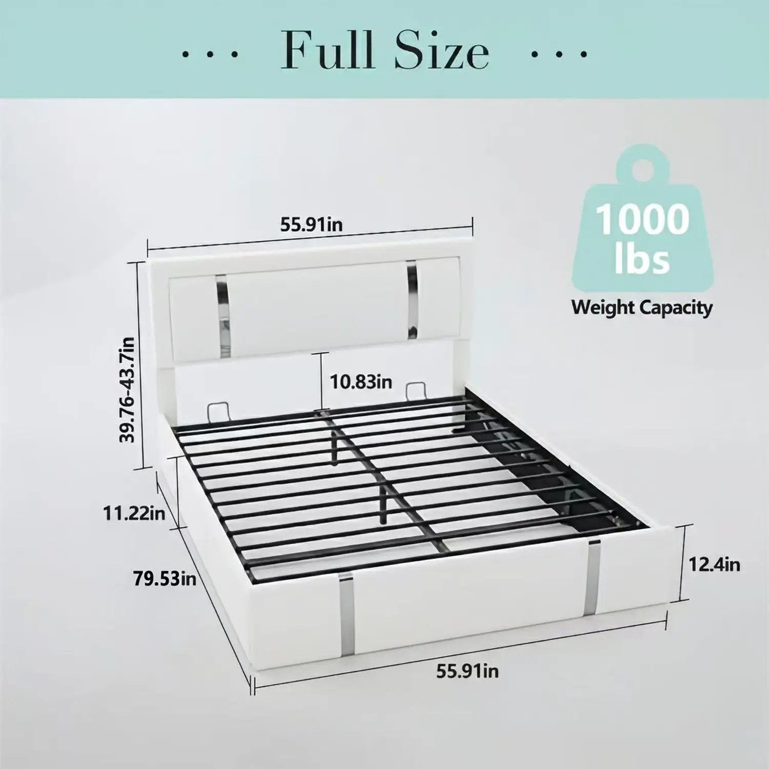 Upholstered Platform Bed Frame With Adjustable LED Headboard, USB C-Charging, Hydraulic Lift by Unique Piece Furniture