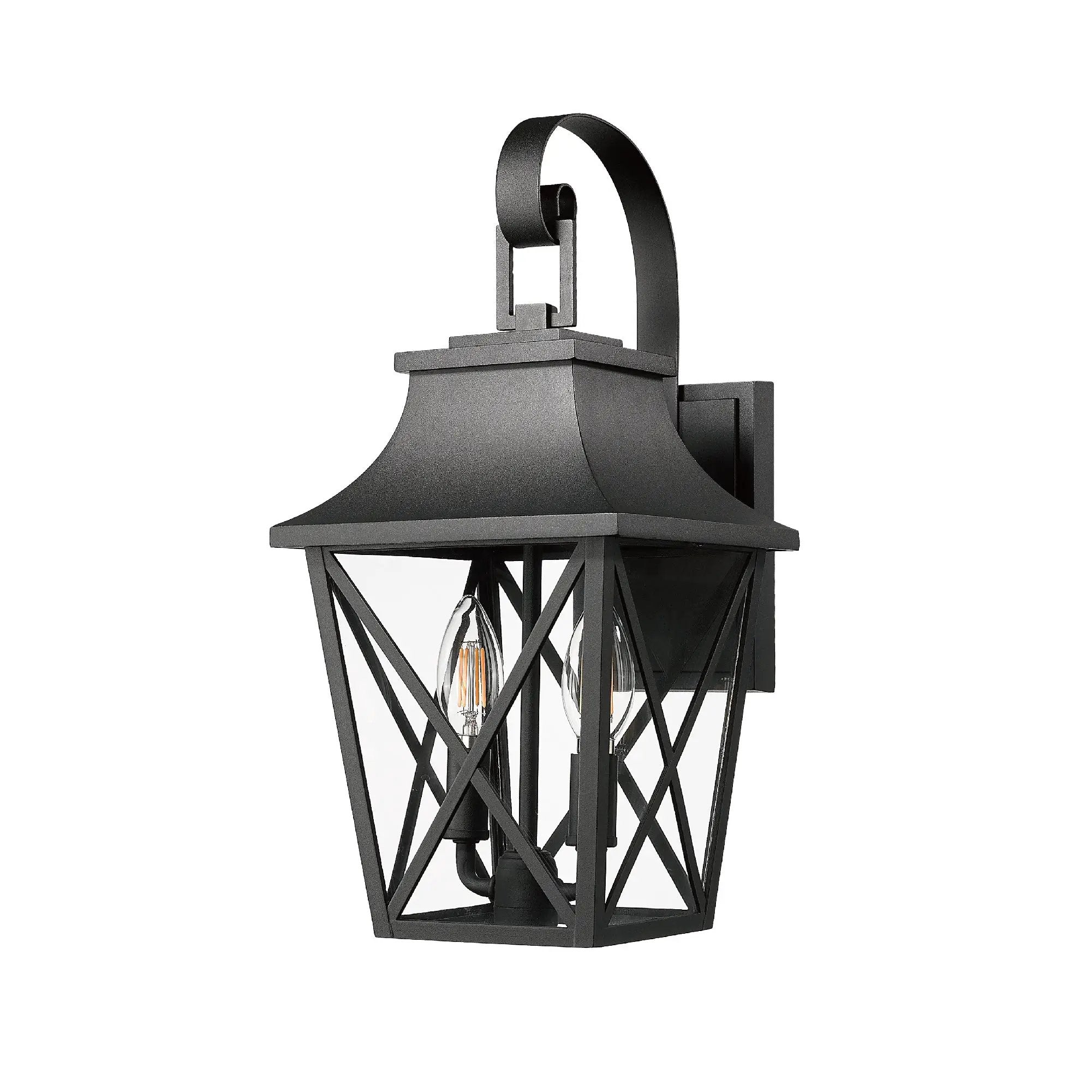 Black Outdoor Wall Lantern 2-Light by HouseOfZazla