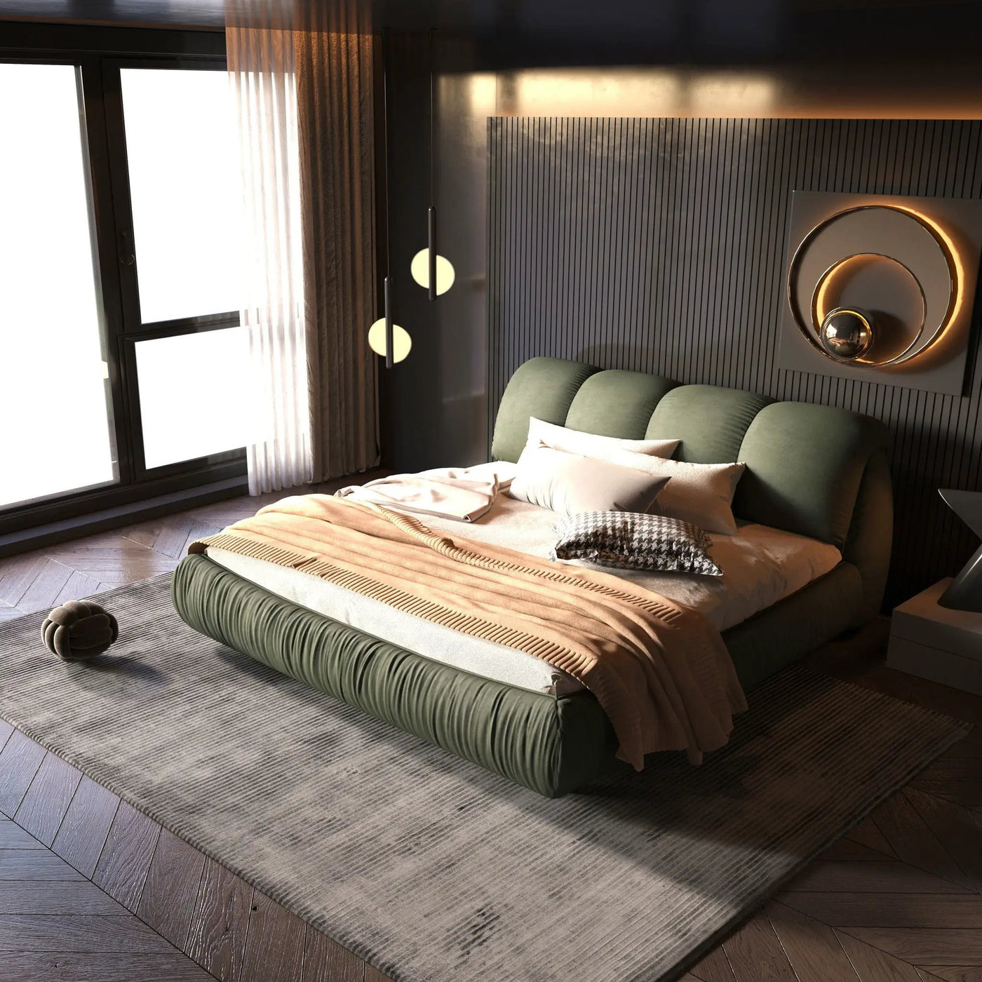 Luxury Upholstered Platform Bed With Oversized Padded Backrest And Solid Wood Frame by HouseOfZazla