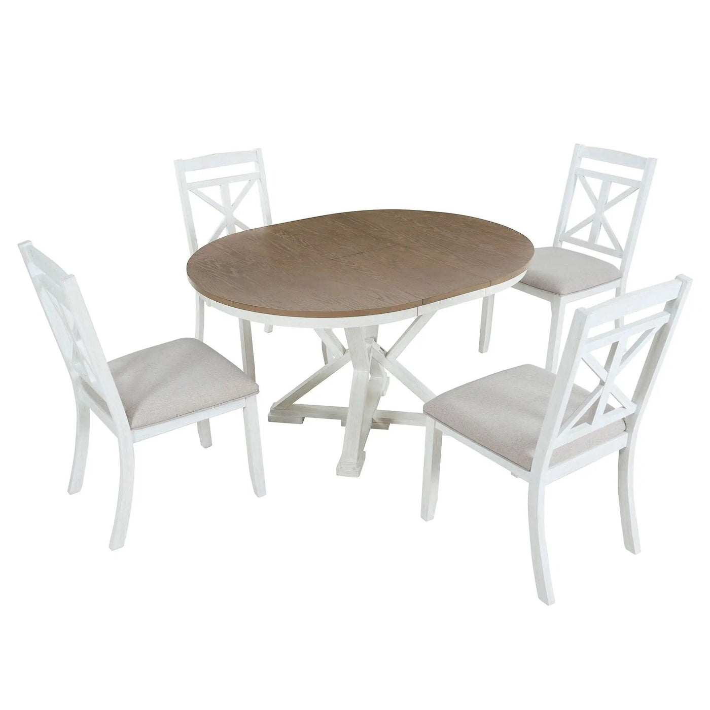 Dining Set With Extendable Round Table And 4 Upholstered Chairs by HouseOfZazla