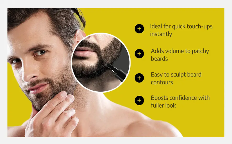 SELZALOT 4-Tip Beard Filler Pen Kit - Waterproof, Sweat-Proof, Long-Lasting Coverage for a Fuller Beard with Brush by Selzalot